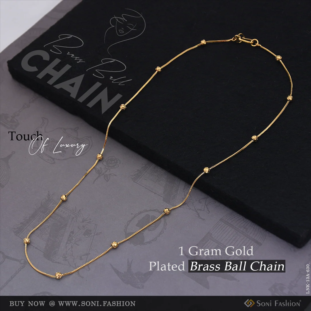 1 Gram Gold Plated Brass Ball Chain for Ladies - Style A630