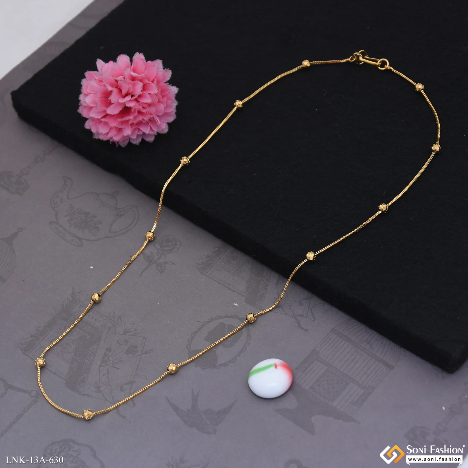 1 Gram Gold Plated Brass Ball Chain for Ladies - Style A630 - Image 5