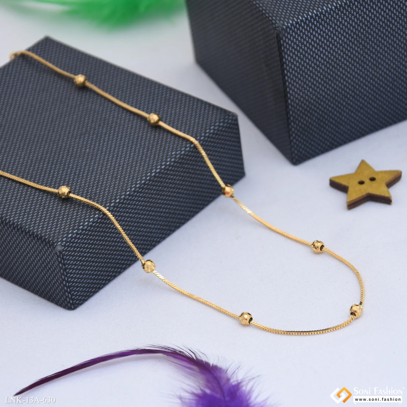 1 Gram Gold Plated Brass Ball Chain for Ladies - Style A630 - Image 6