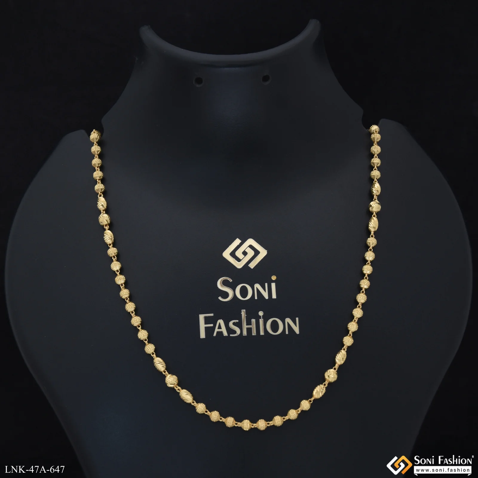 1 Gram Gold Plated Brass Beaded Mala for Women - Style A647 - Image 6