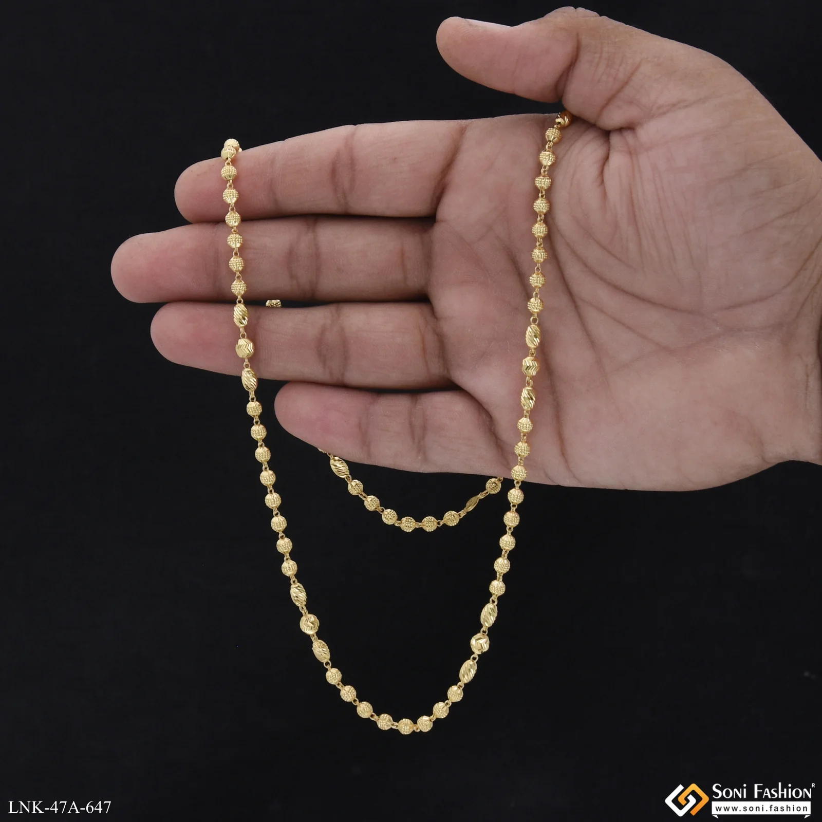 1 Gram Gold Plated Brass Beaded Mala for Women - Style A647 - Image 7