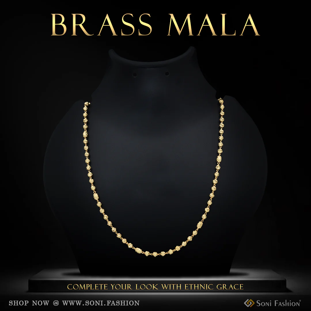 1 Gram Gold Plated Brass Beaded Mala for Women - Style A648
