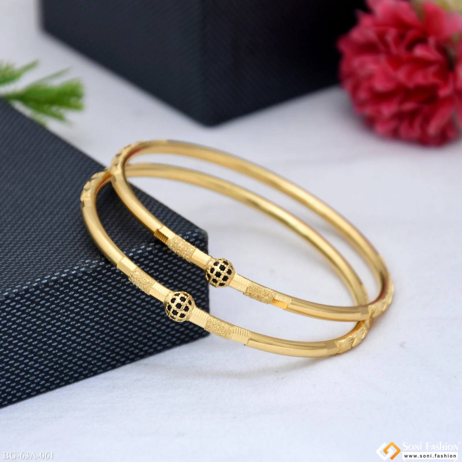 1 Gram Gold Plated Brilliant Design Bangles for Ladies - Style A061 - Image 2