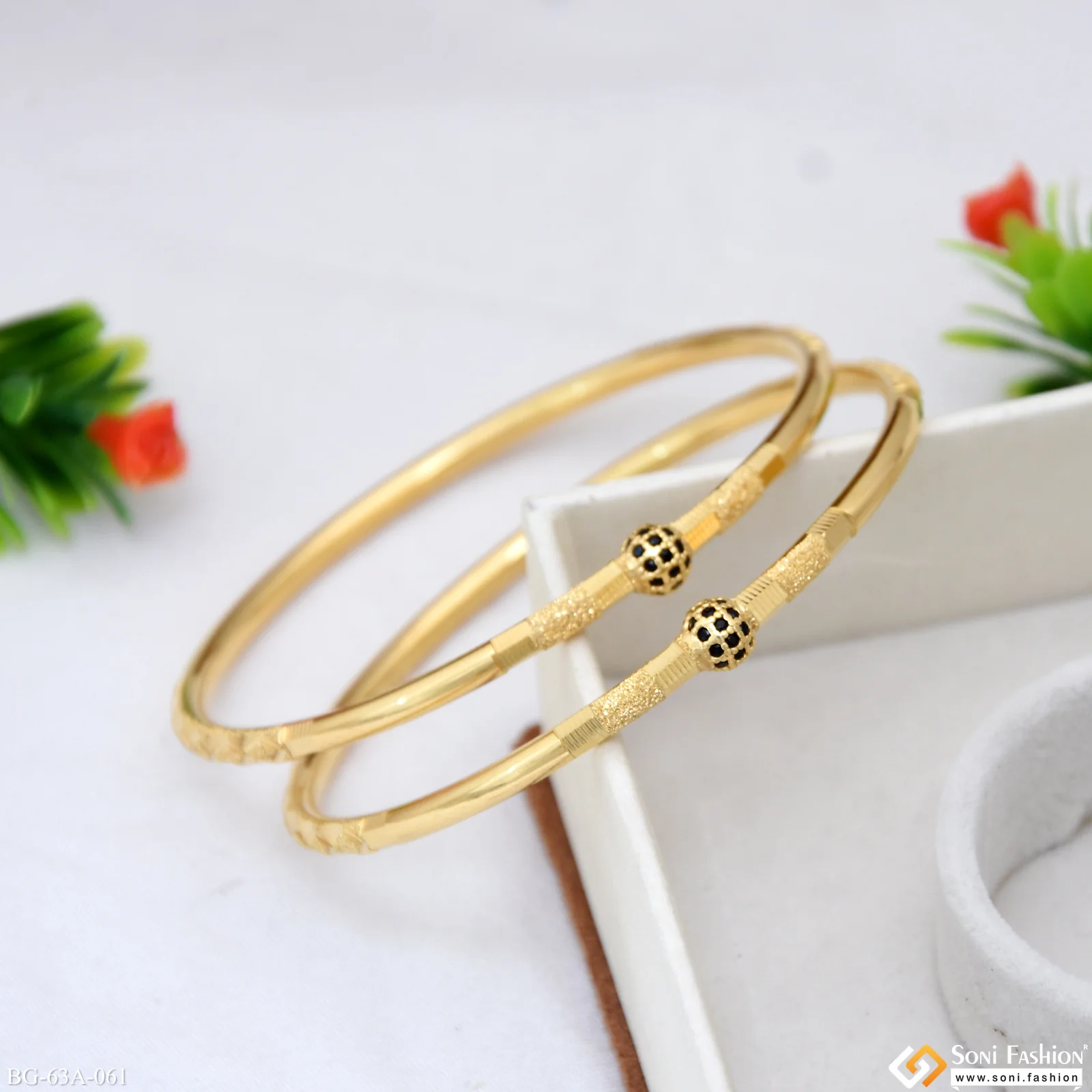 1 Gram Gold Plated Brilliant Design Bangles for Ladies - Style A061 - Image 3