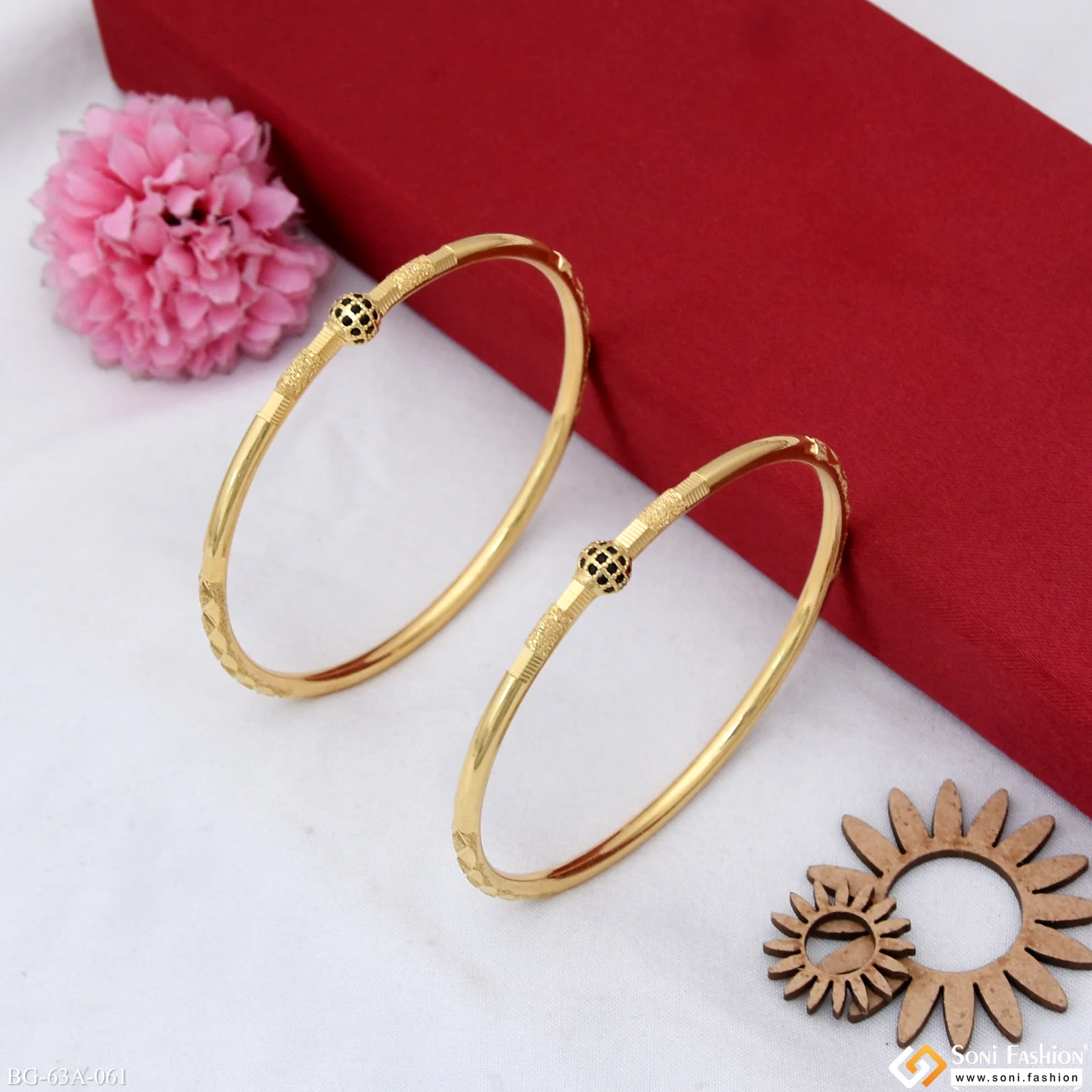 1 Gram Gold Plated Brilliant Design Bangles for Ladies - Style A061 - Image 5