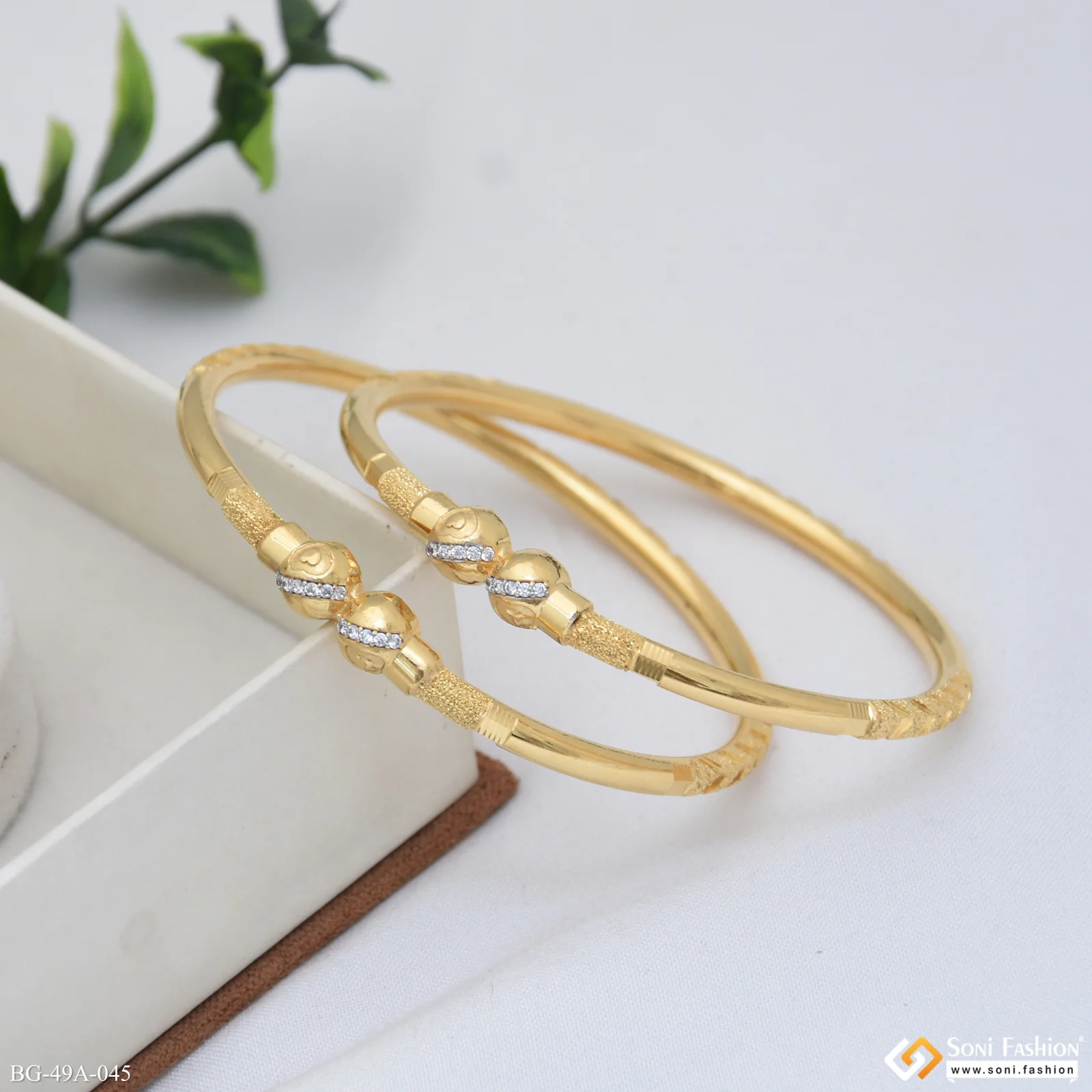 1 Gram Gold Plated Brilliant Design Bangles for Women - Style A045 - Image 4