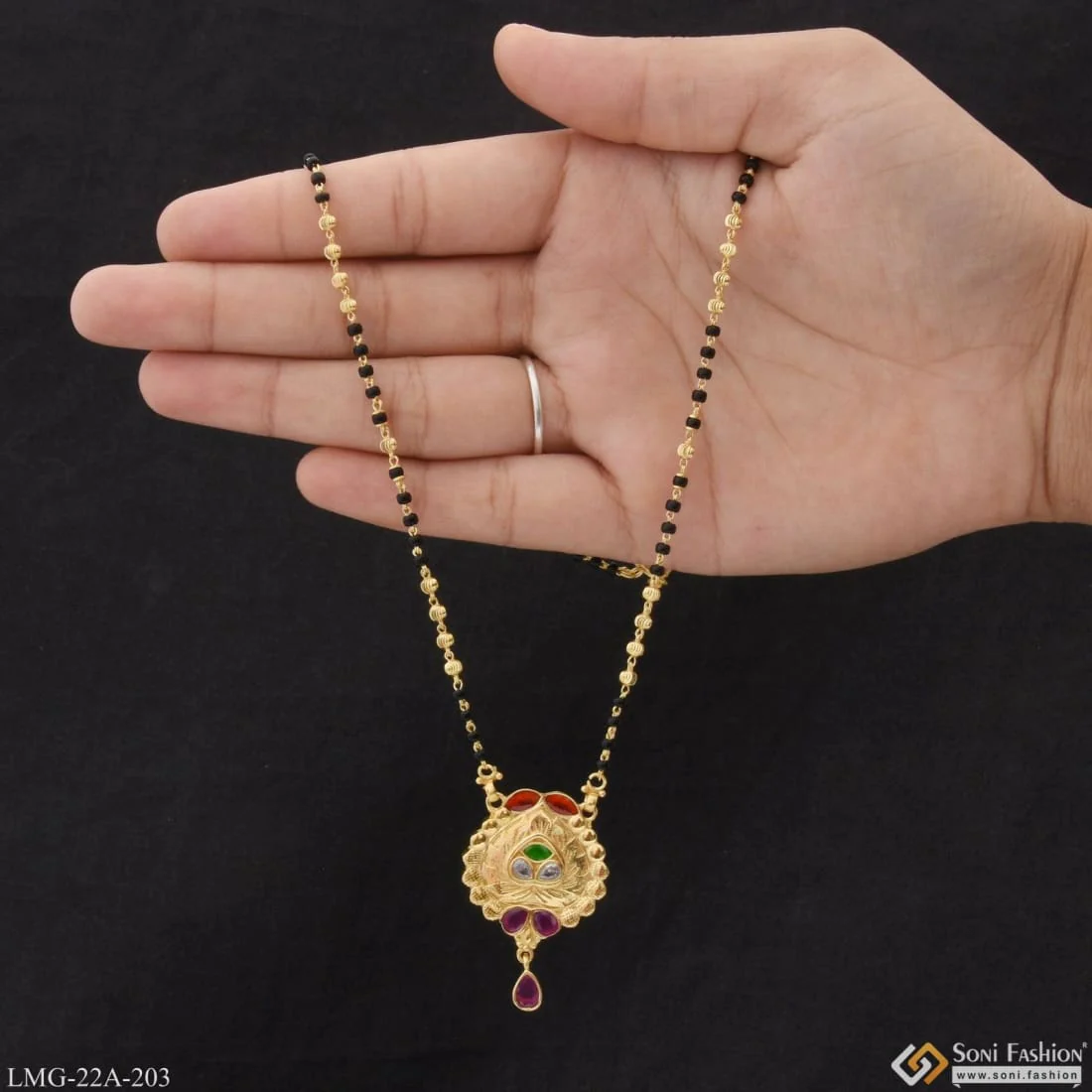 1 Gram Gold Plated Brilliant Design Cool Design Mangalsutra for Women - Style A203 - Image 2