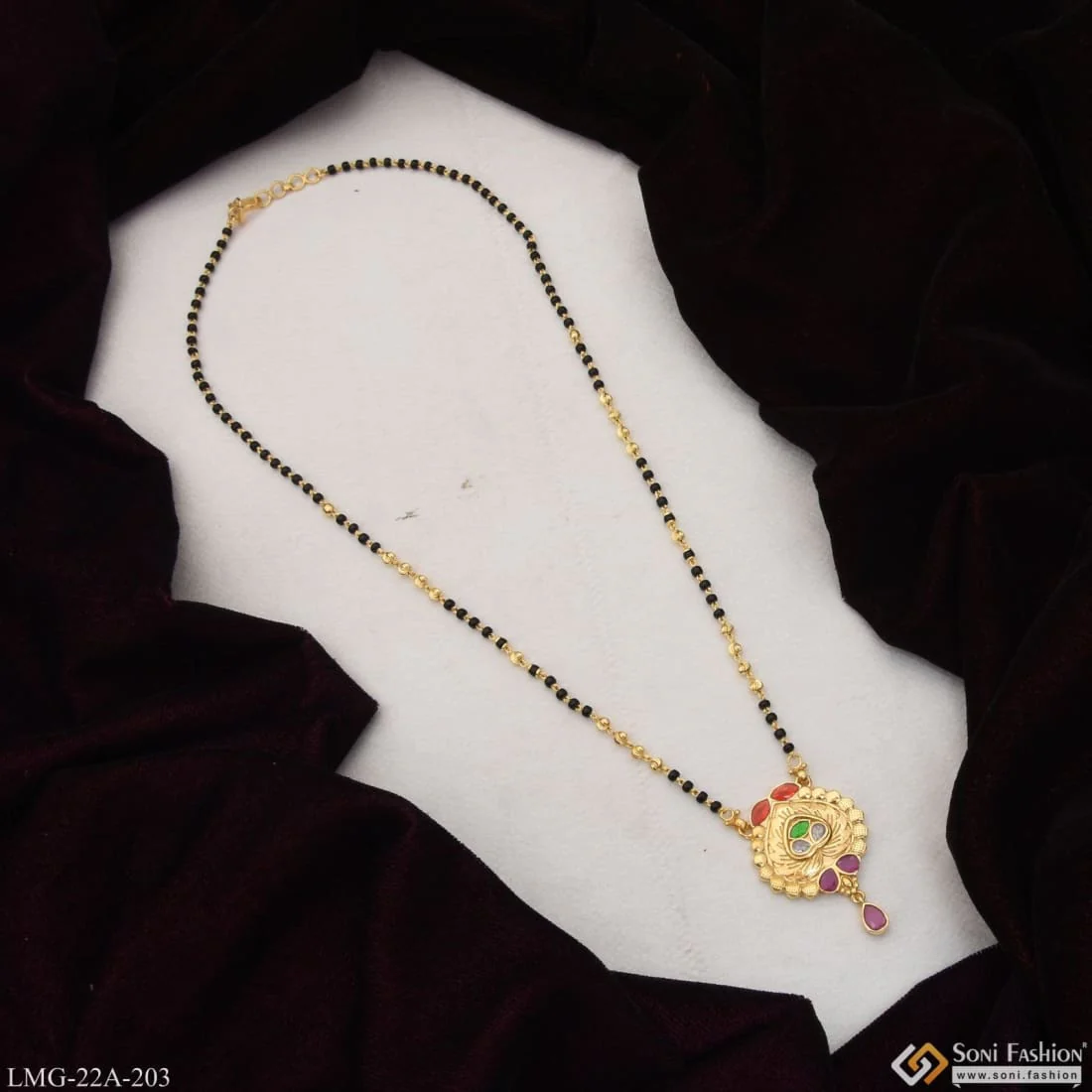 1 Gram Gold Plated Brilliant Design Cool Design Mangalsutra for Women - Style A203 - Image 3