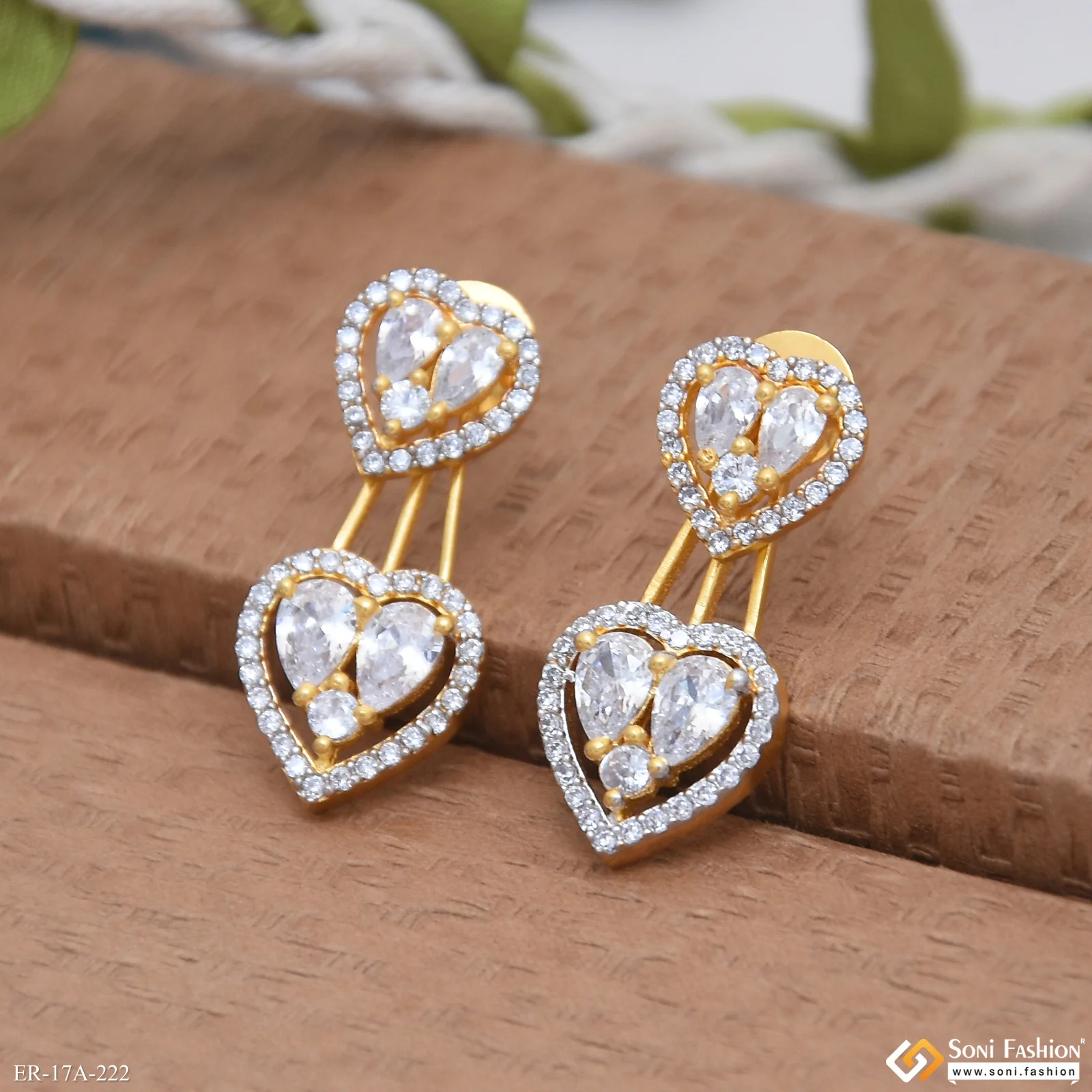 1 Gram Gold Plated Brilliant Design Earrings for Ladies - Style A222 - Image 5