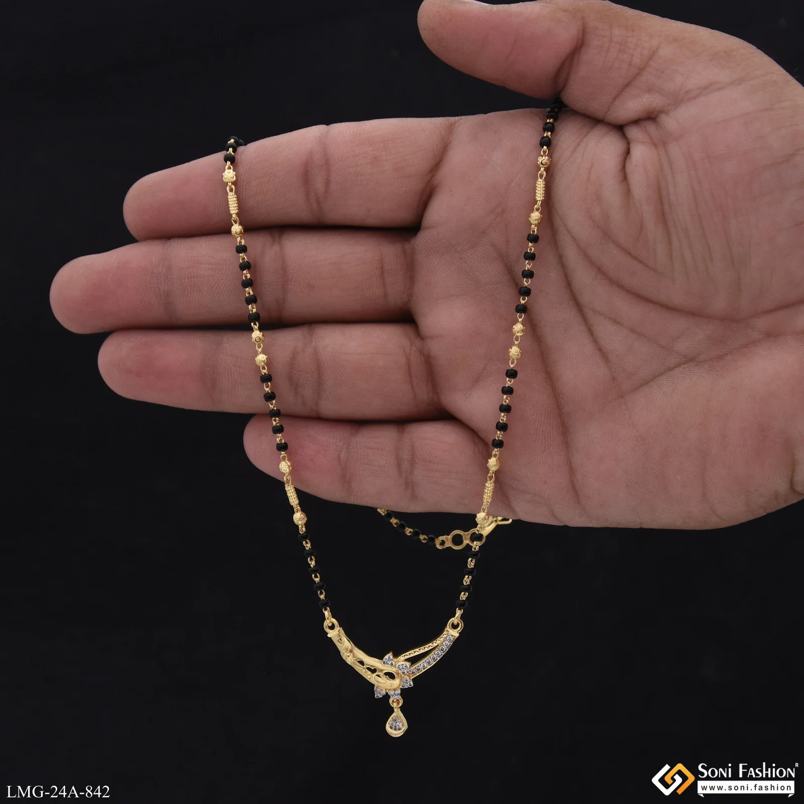 1 Gram Gold Plated Brilliant Design Mangalsutra for Women - Style A842 - Image 2