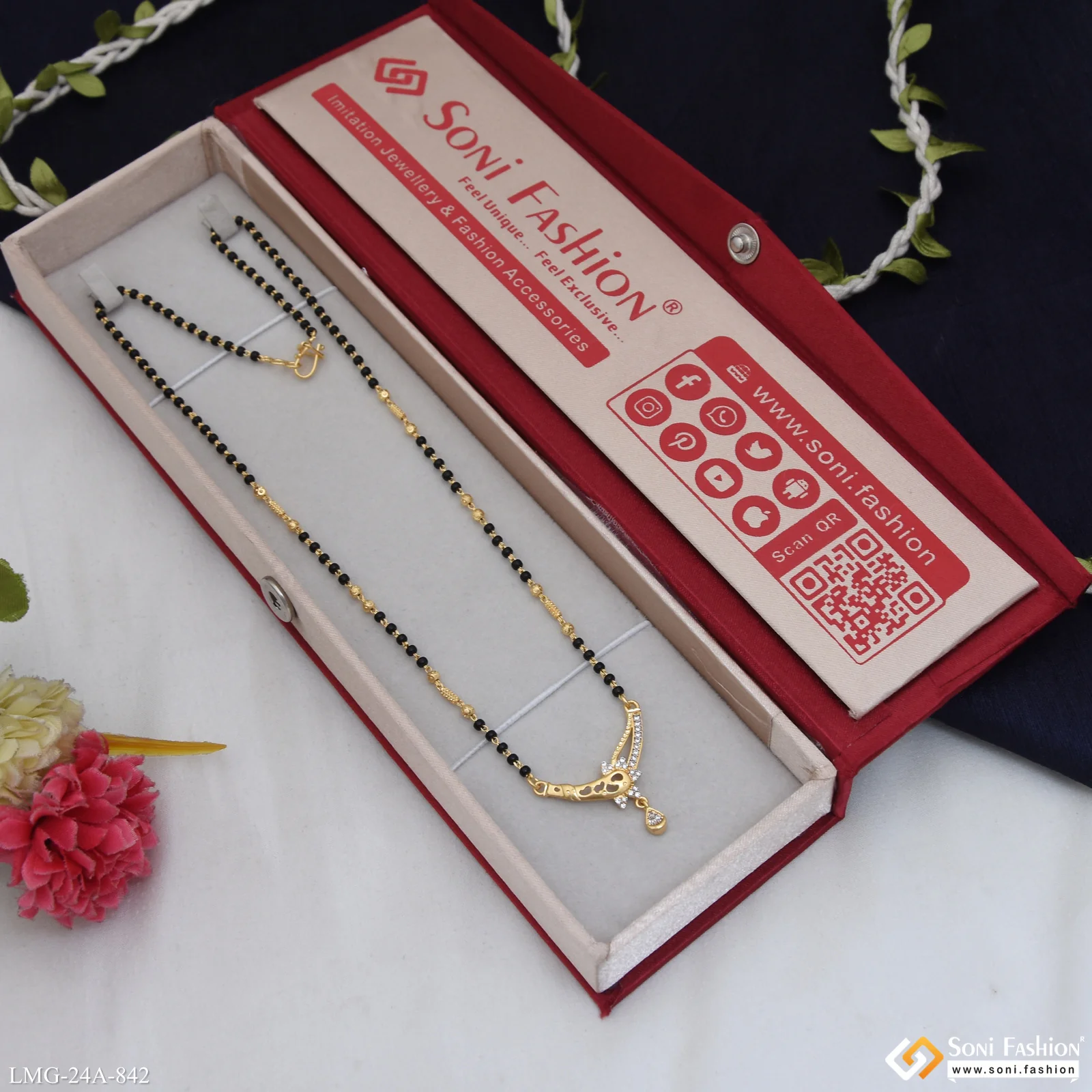 1 Gram Gold Plated Brilliant Design Mangalsutra for Women - Style A842 - Image 3