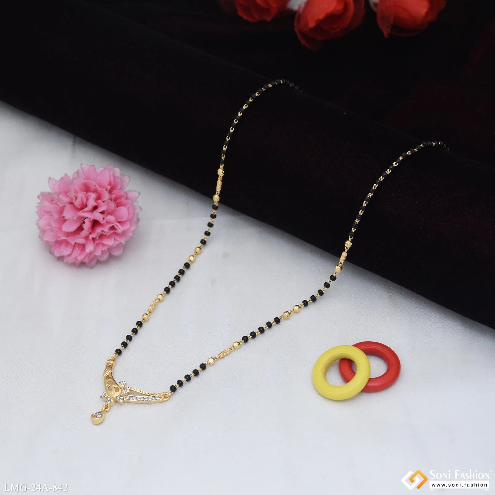 1 Gram Gold Plated Brilliant Design Mangalsutra for Women - Style A842 - Image 4