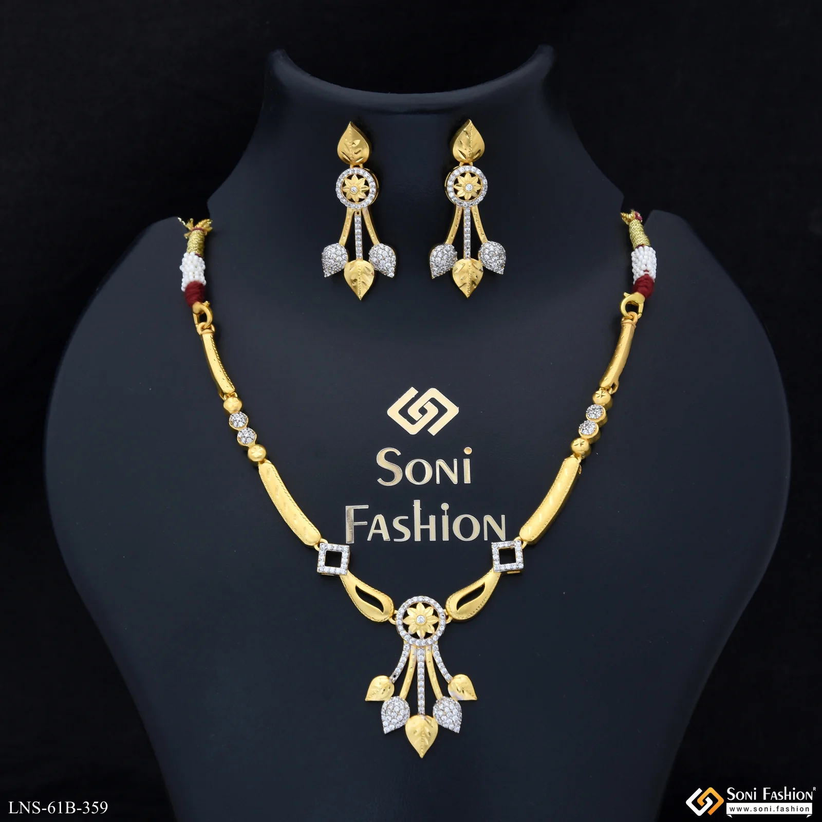 1 Gram Gold Plated Brilliant Design Necklace Set for Women - Style B021 - Image 3