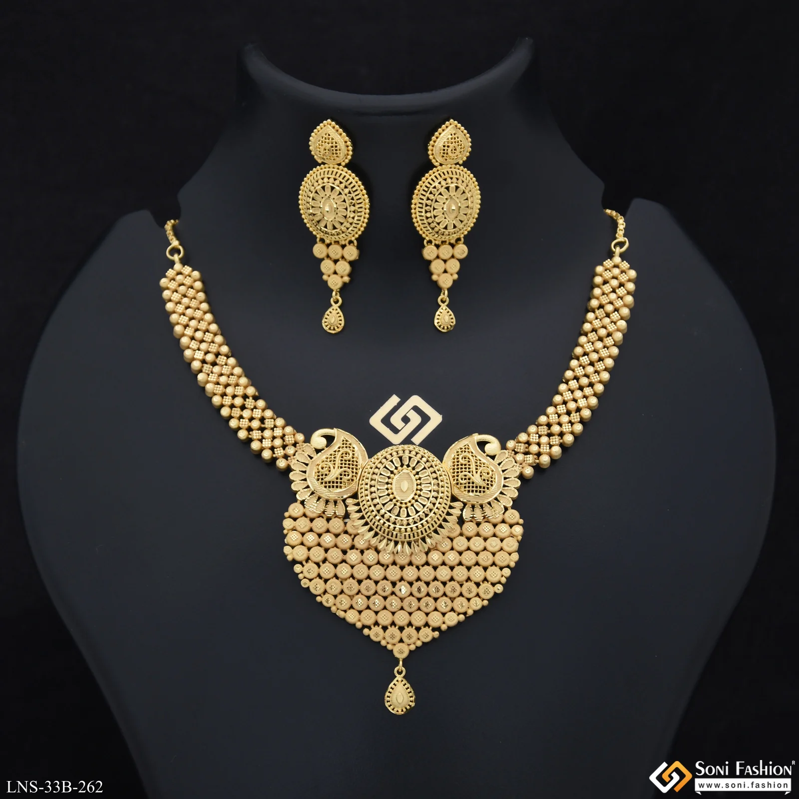 1 Gram Gold Plated Brilliant Design Necklace Set for Women - Style B262