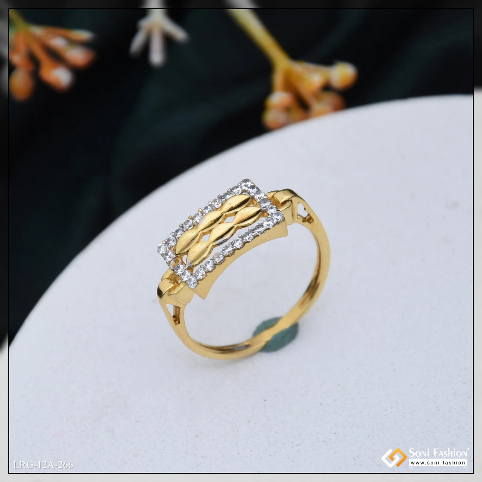 1 Gram Gold Plated Brilliant Design Ring for Ladies - Style A266 - Image 4
