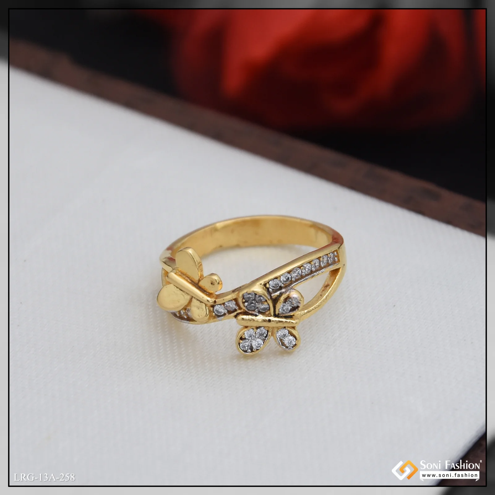 1 Gram Gold Plated Butterfly Unique Design Ring for Ladies - Style A258 - Image 3