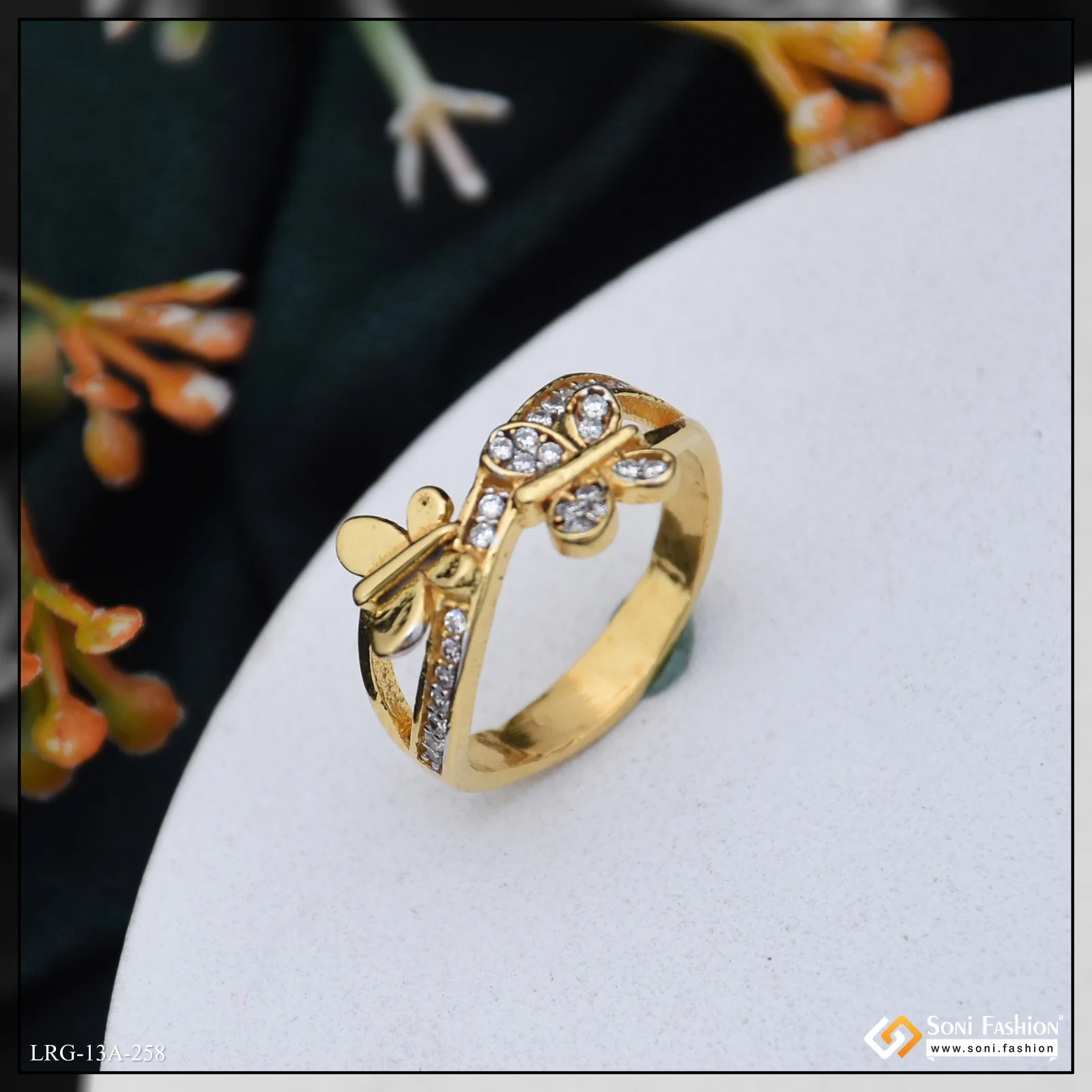 1 Gram Gold Plated Butterfly Unique Design Ring for Ladies - Style A258 - Image 4