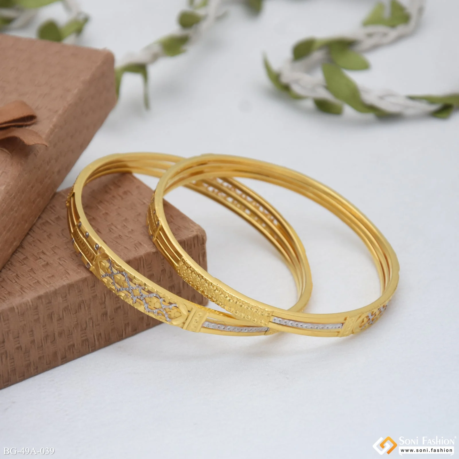 1 Gram Gold Plated Casual Design Bangles for Ladies - Style A039 - Image 3
