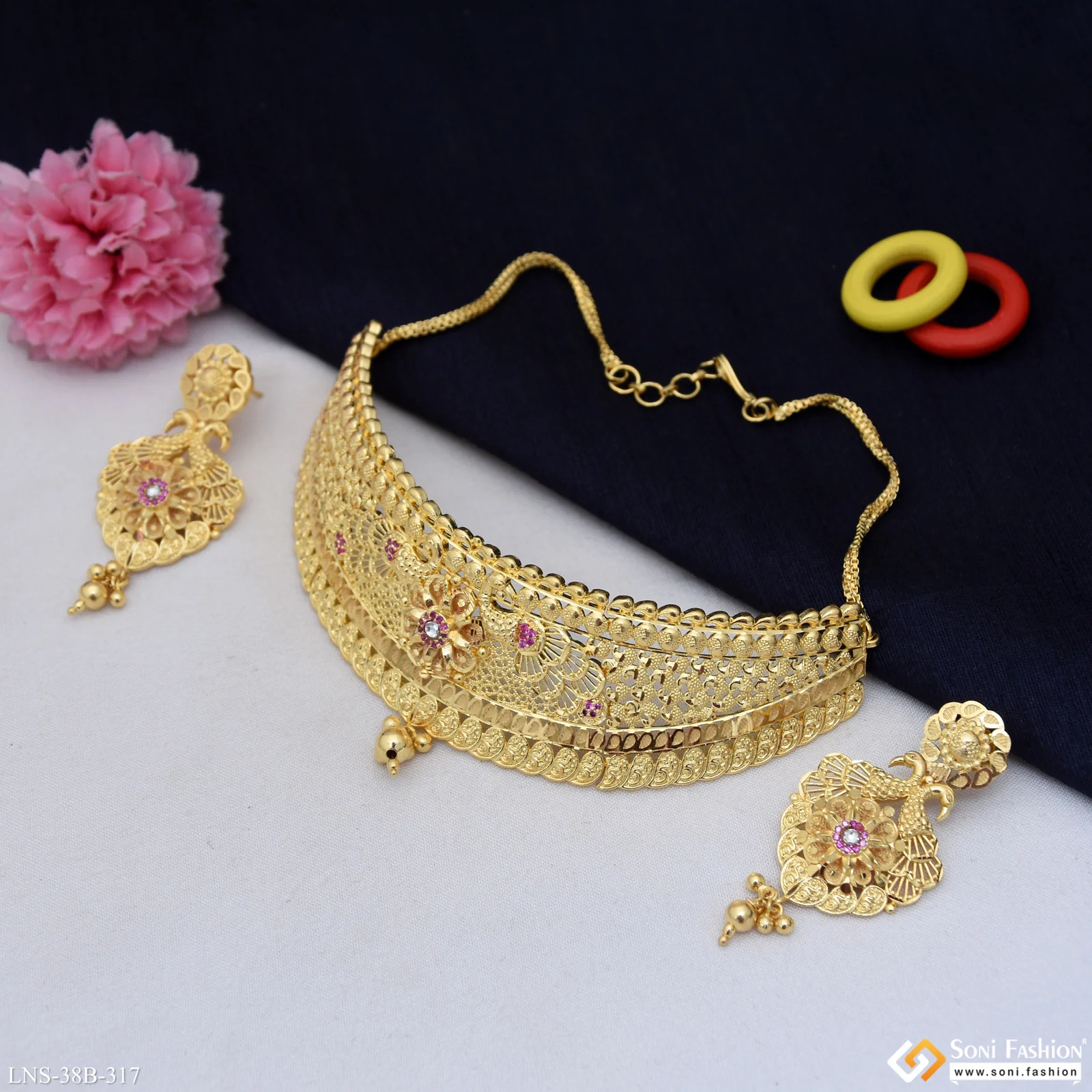 1 Gram Gold Plated Casual Design Choker Necklace Set for Women - Style B317 - Image 3