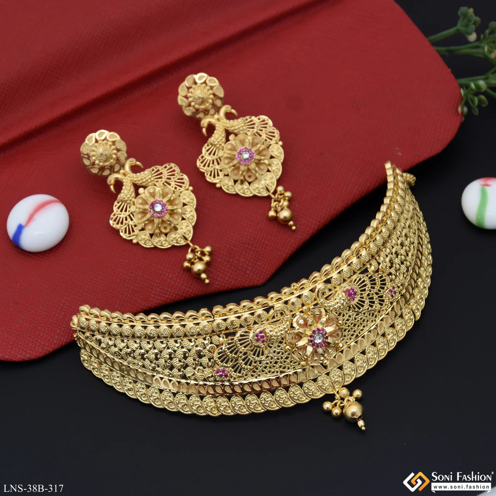 1 Gram Gold Plated Casual Design Choker Necklace Set for Women - Style B317 - Image 4
