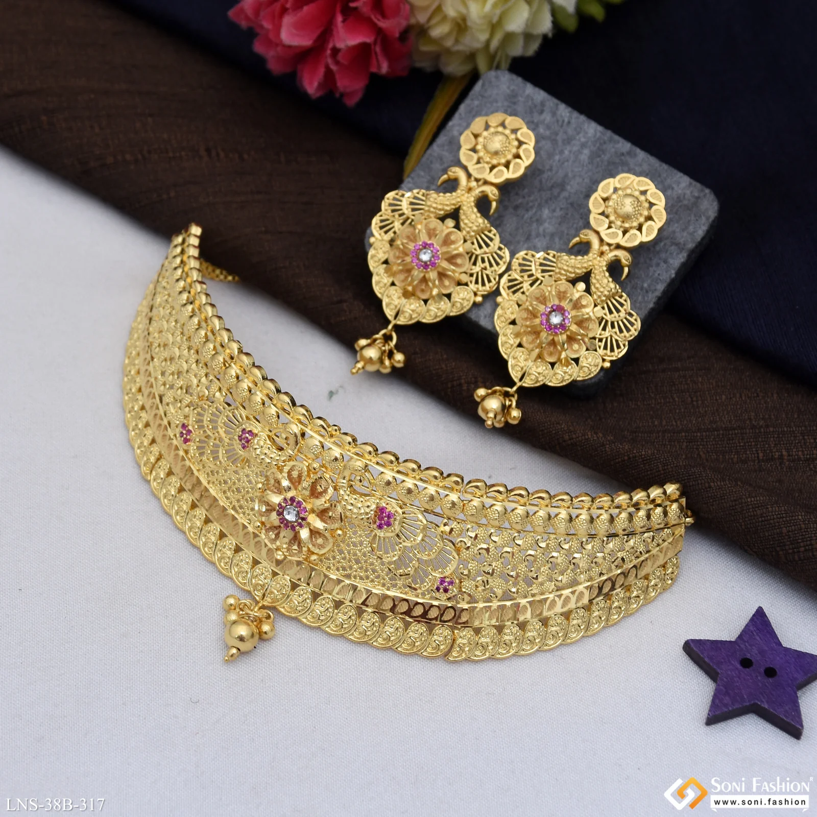 1 Gram Gold Plated Casual Design Choker Necklace Set for Women - Style B317 - Image 5