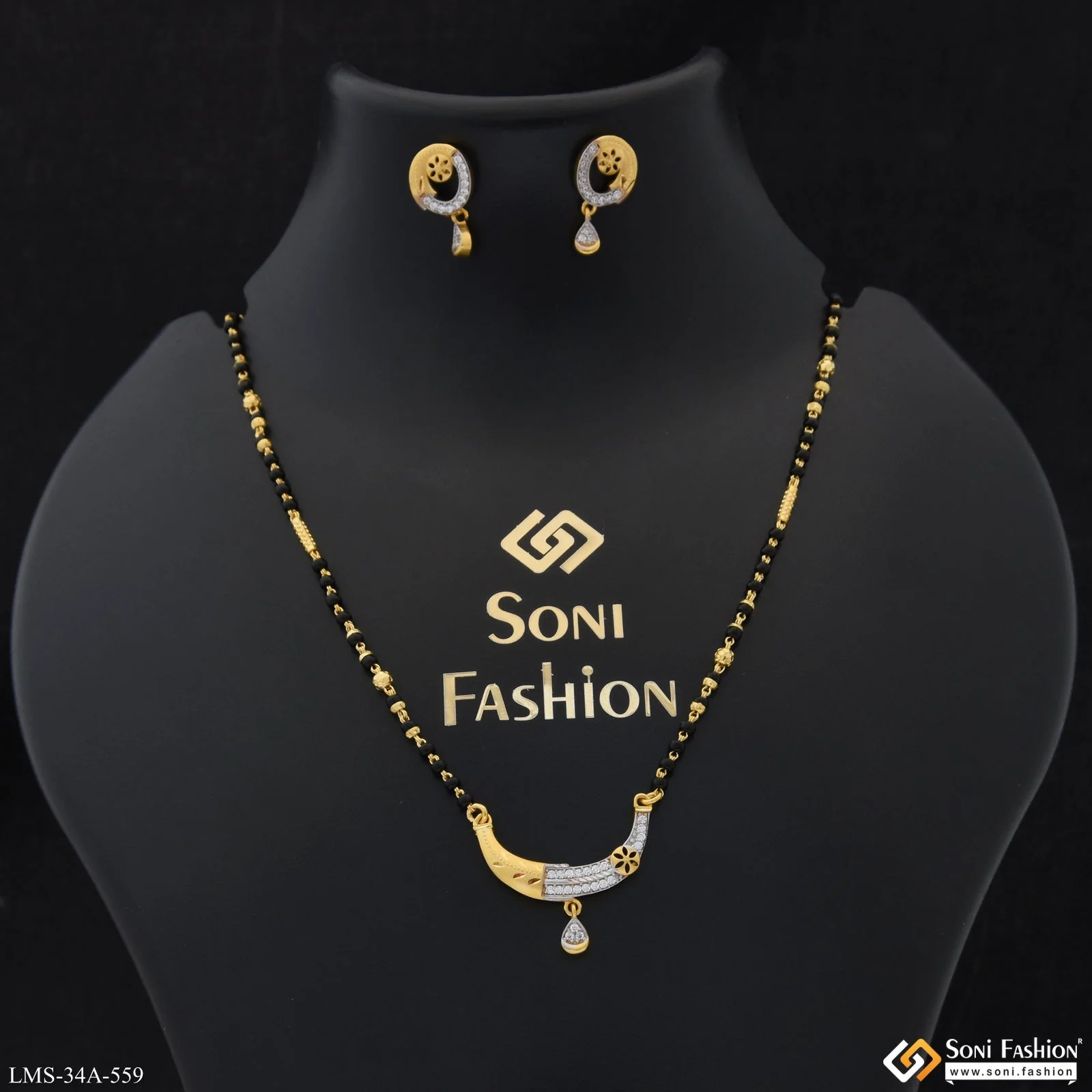 1 Gram Gold Plated Casual Design Mangalsutra Set for Women - Style A559