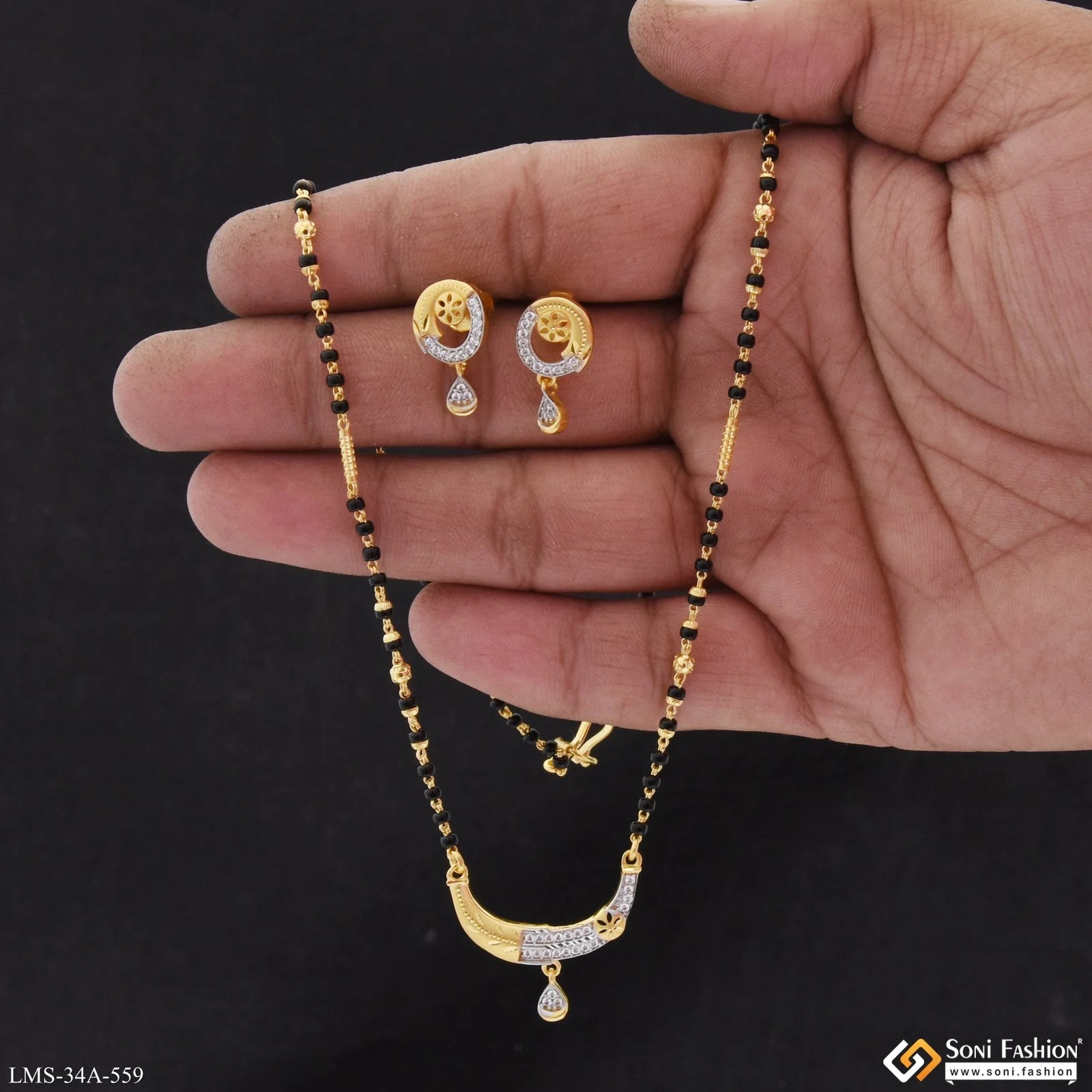 1 Gram Gold Plated Casual Design Mangalsutra Set for Women - Style A559 - Image 2