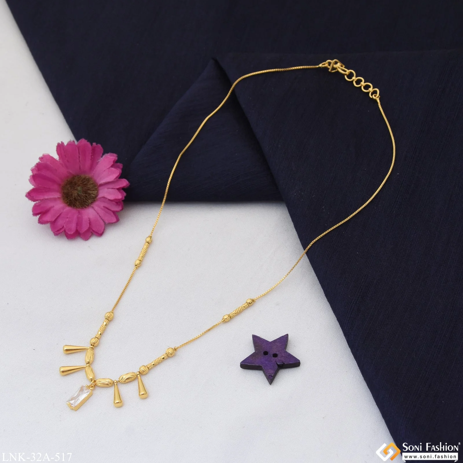1 Gram Gold Plated Casual Design Necklace for Ladies - Style A517 - Image 4