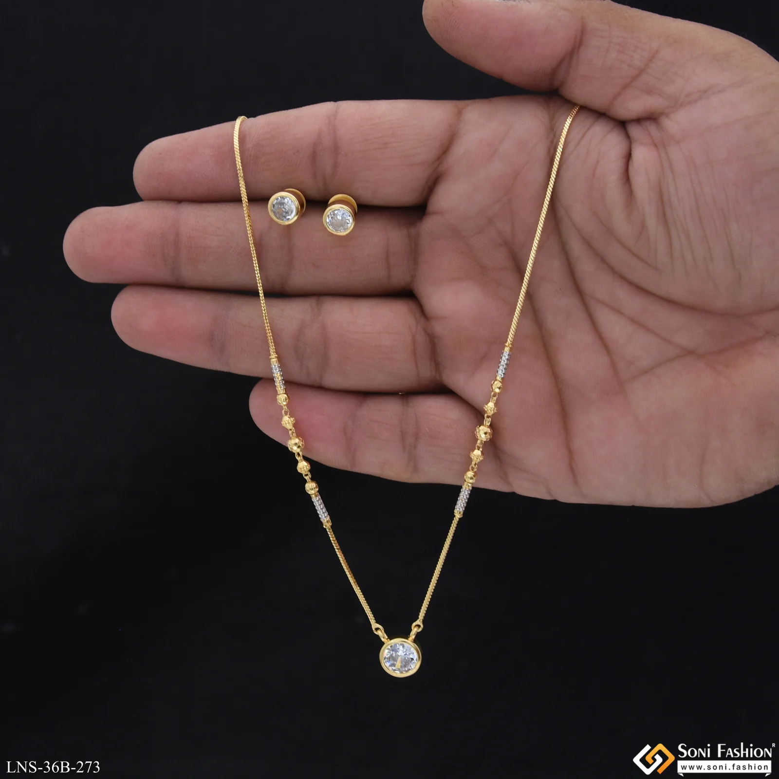 1 Gram Gold Plated Casual Design Necklace Set for Ladies - Style B273 - Image 2