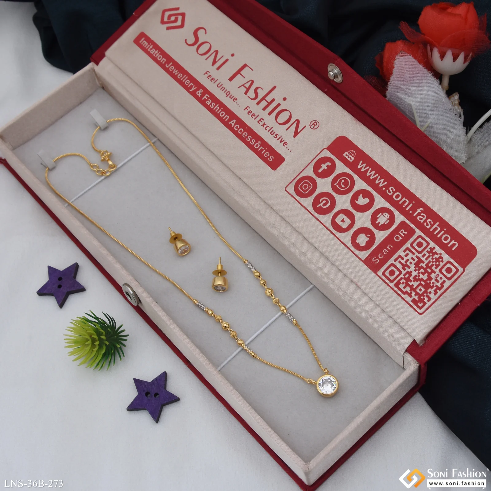 1 Gram Gold Plated Casual Design Necklace Set for Ladies - Style B273 - Image 3
