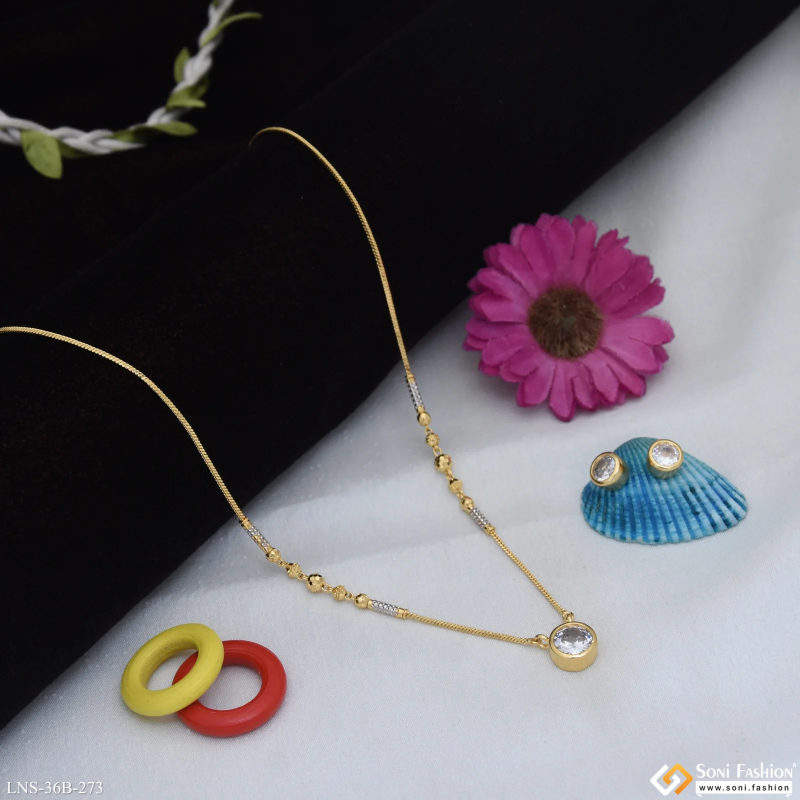 1 Gram Gold Plated Casual Design Necklace Set for Ladies - Style B273 - Image 4