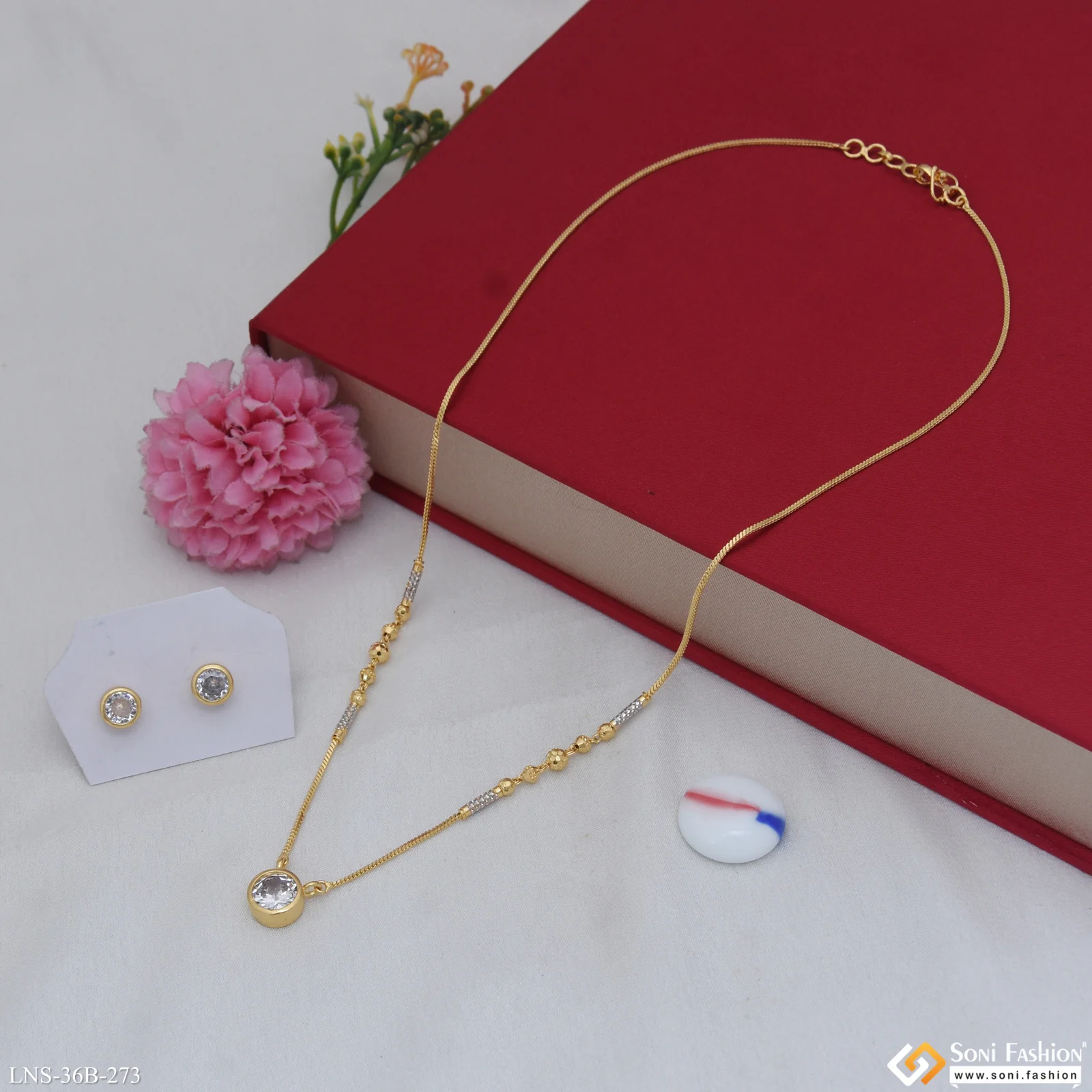 1 Gram Gold Plated Casual Design Necklace Set for Ladies - Style B273 - Image 5