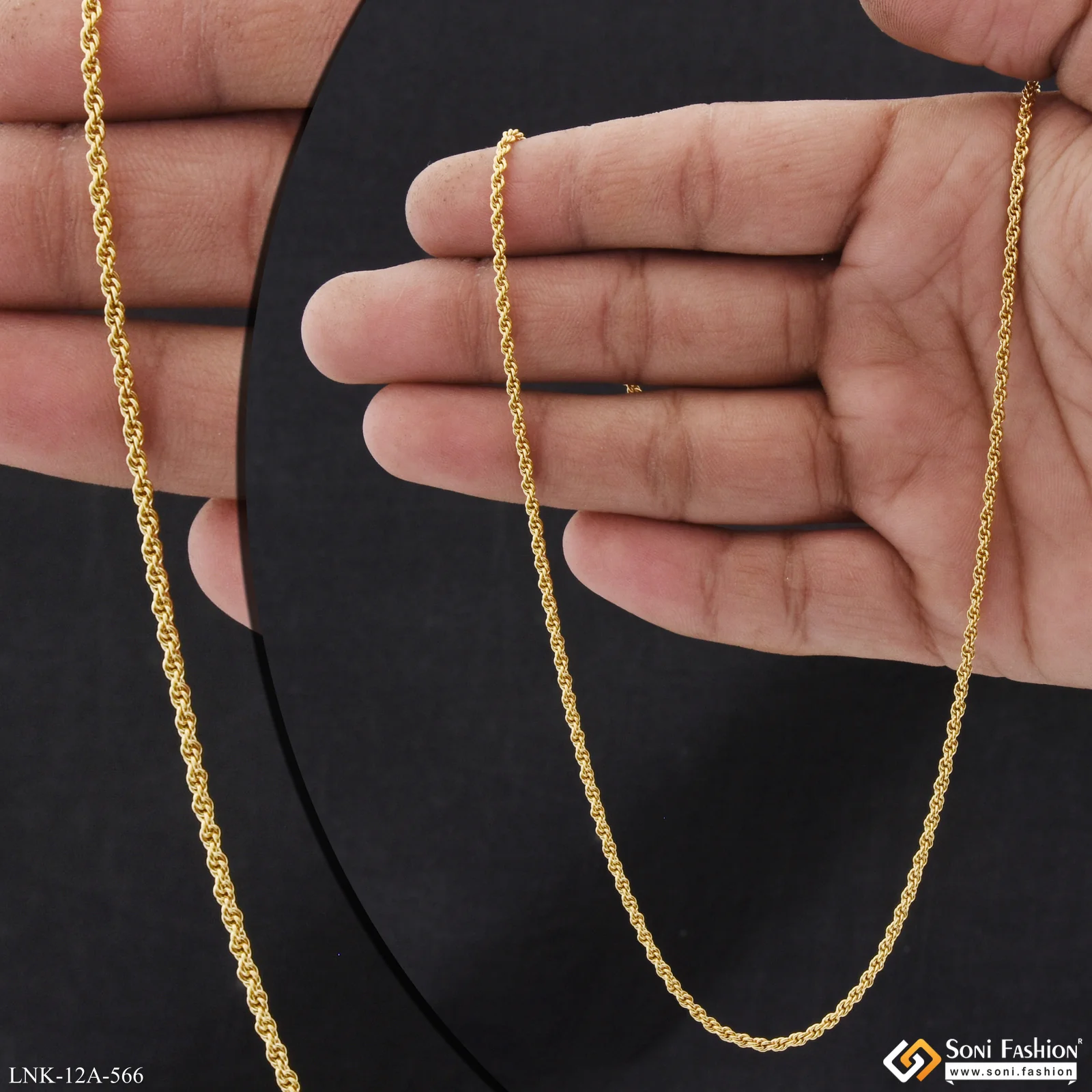 1 Gram Gold Plated Casual Design Rope Chain for Ladies - Style A566 - Image 3