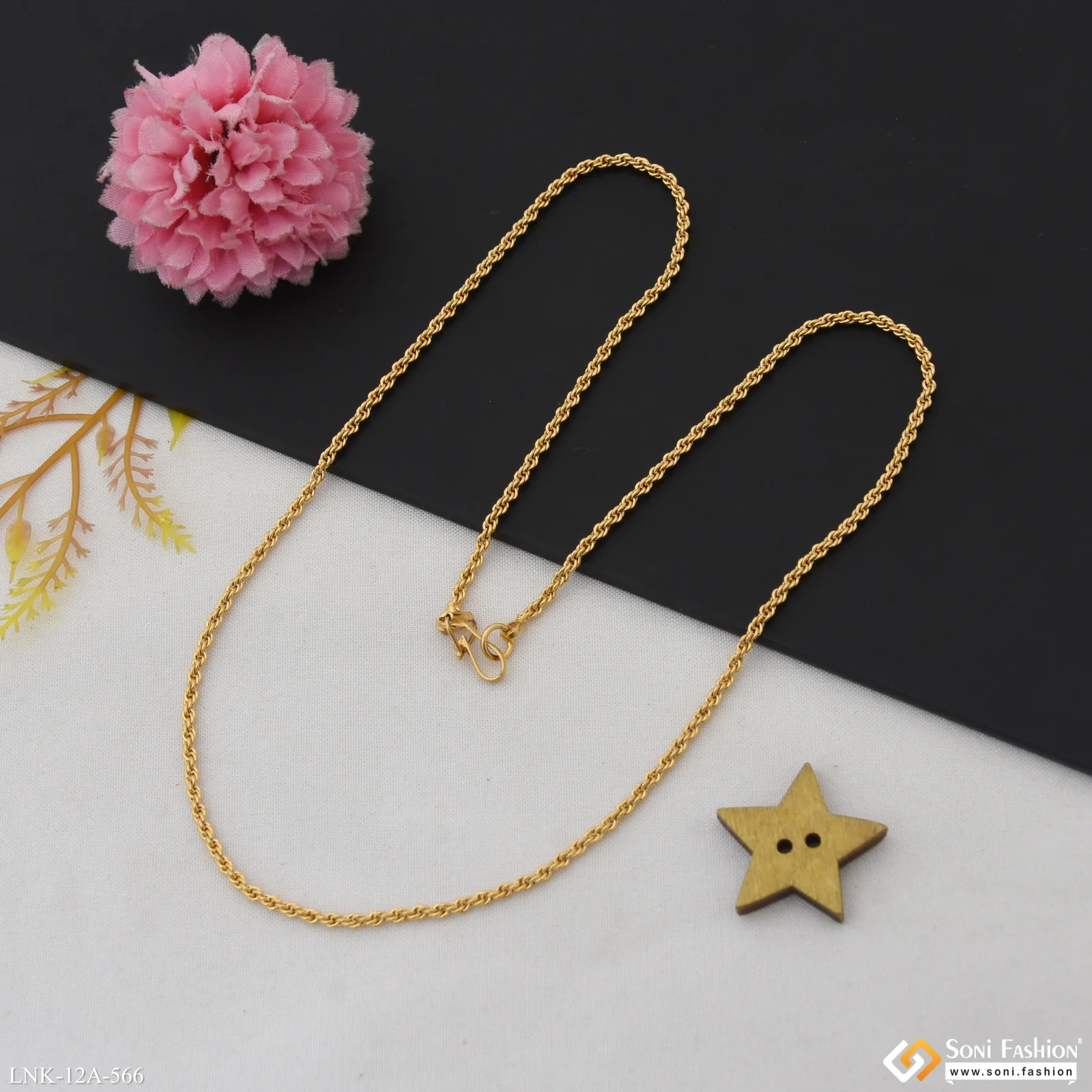 1 Gram Gold Plated Casual Design Rope Chain for Ladies - Style A566 - Image 6