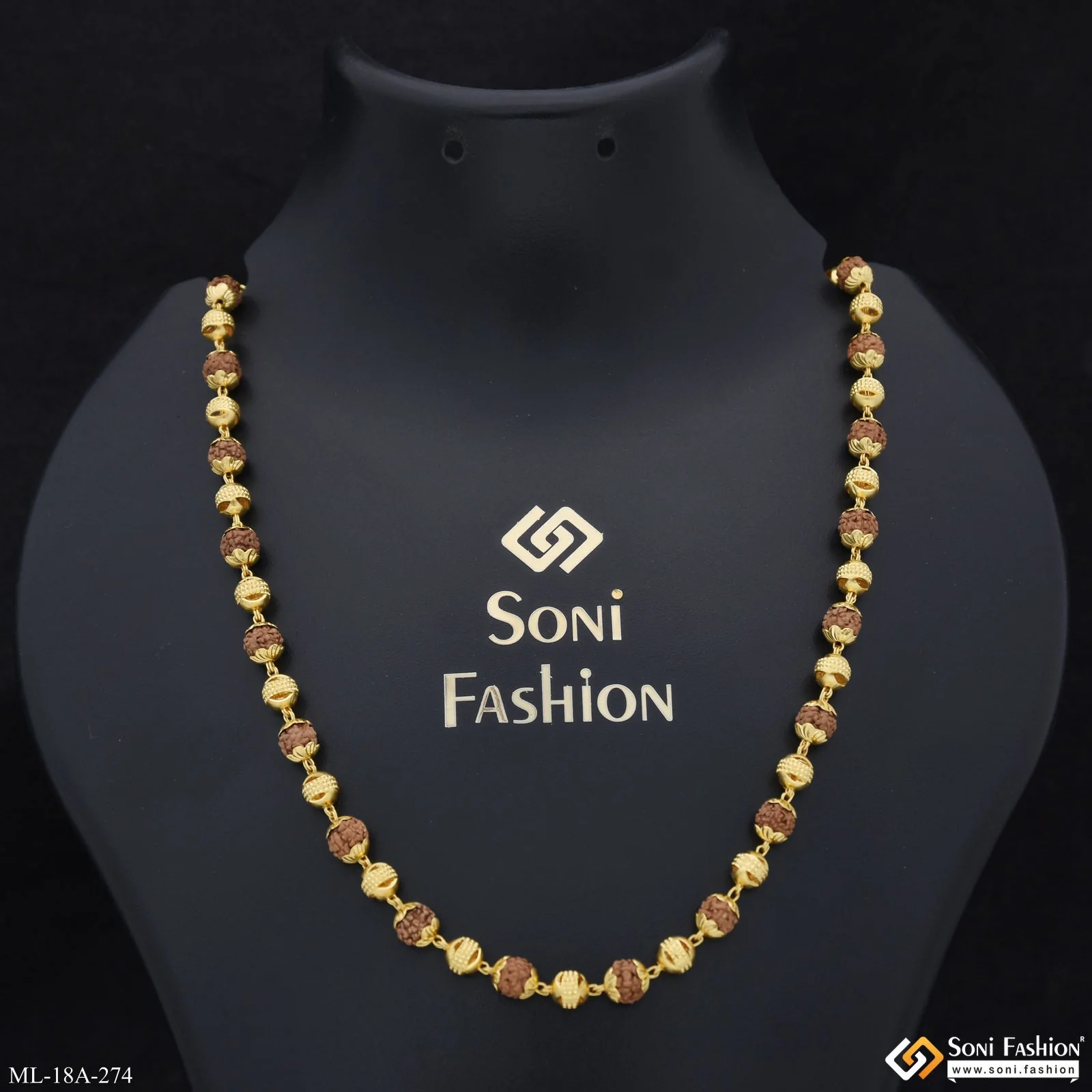 1 Gram Gold Plated Casual Design Rudraksha Mala for Men - Style A274 - Image 7