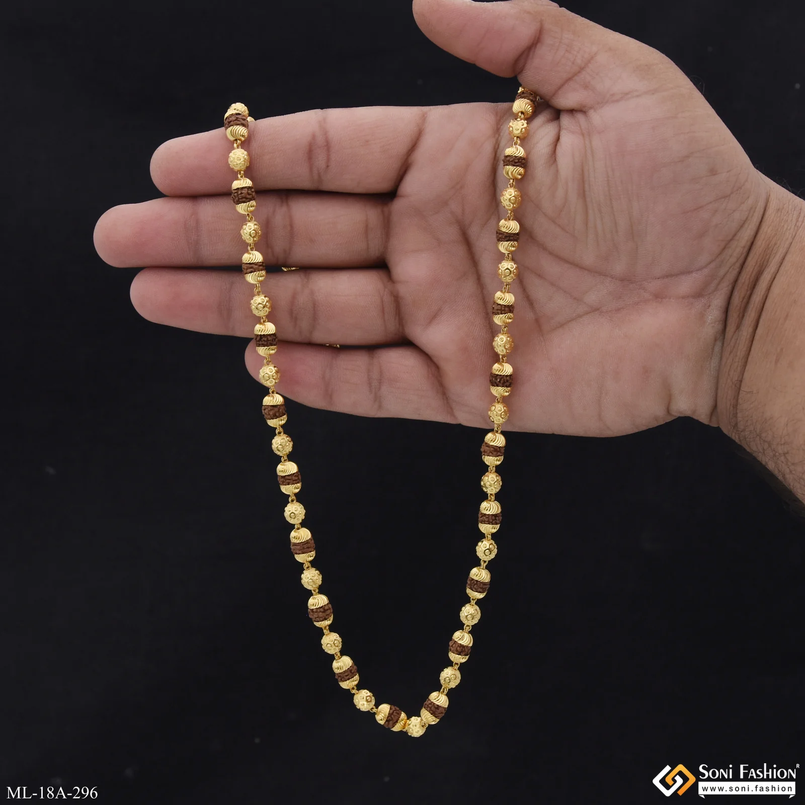 1 Gram Gold Plated Casual Design Rudraksha Mala for Men - Style A296 - Image 7