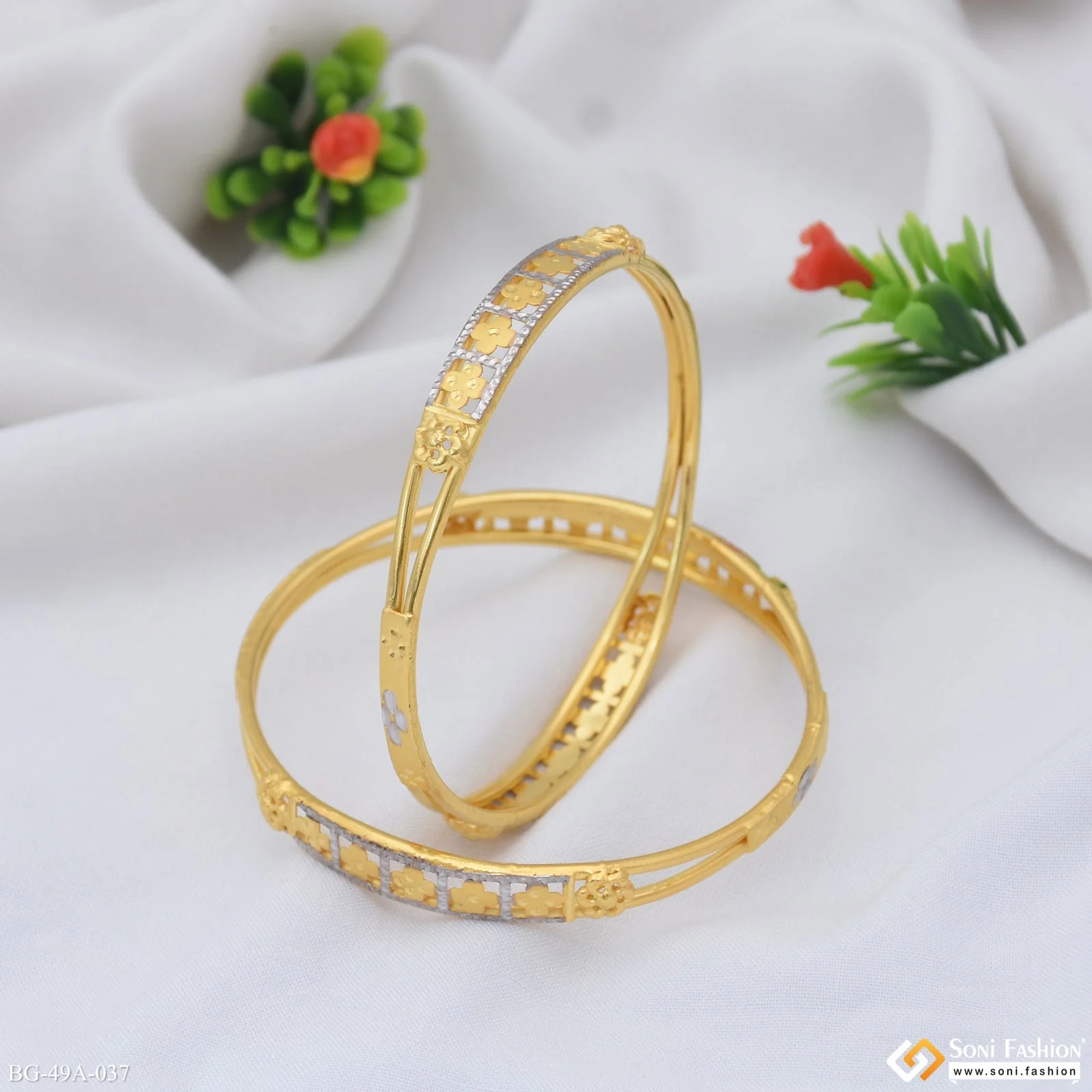 1 Gram Gold Plated Charming Design Bangles for Ladies - Style A037 - Image 4