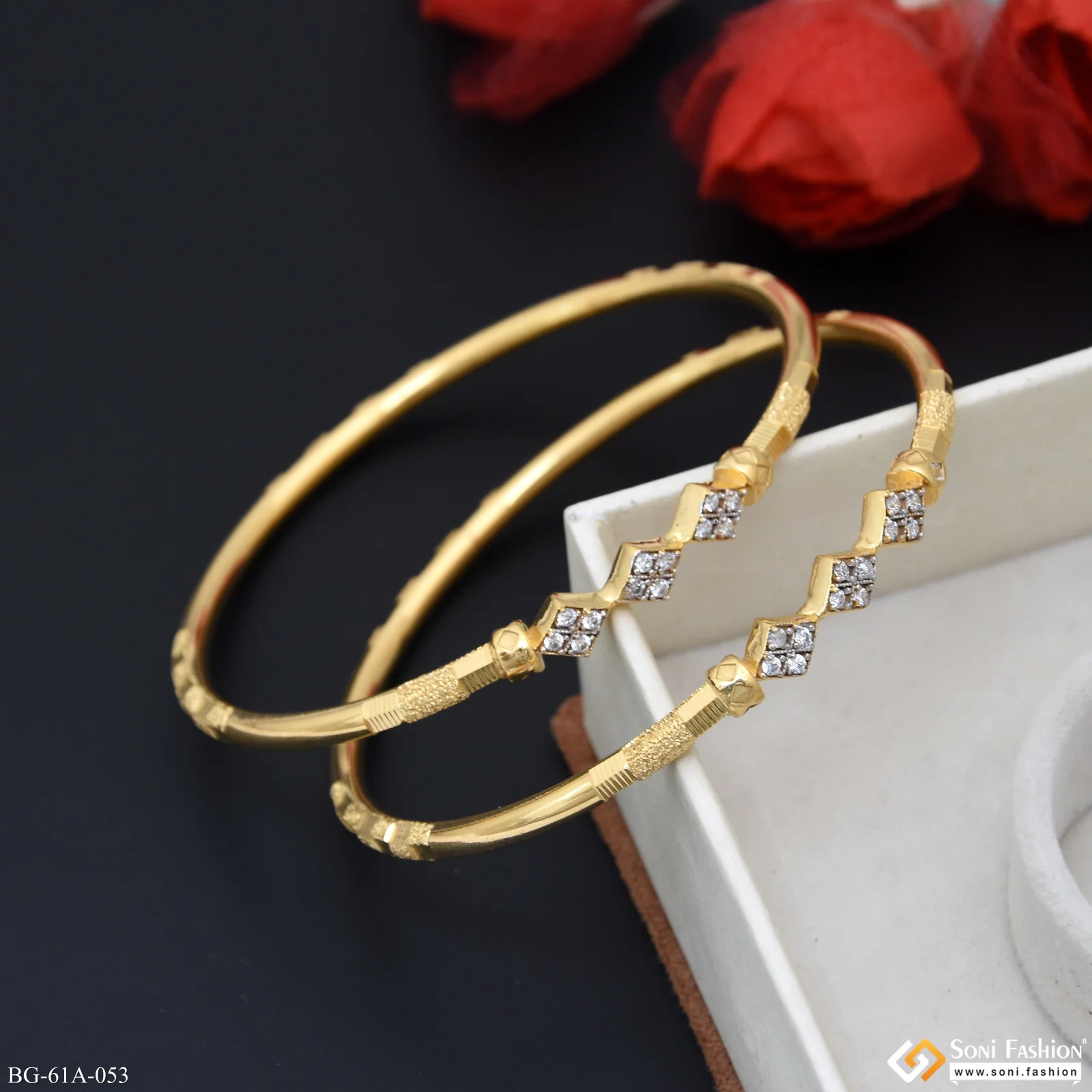 1 Gram Gold Plated Charming Design Bangles for Ladies - Style A053 - Image 2