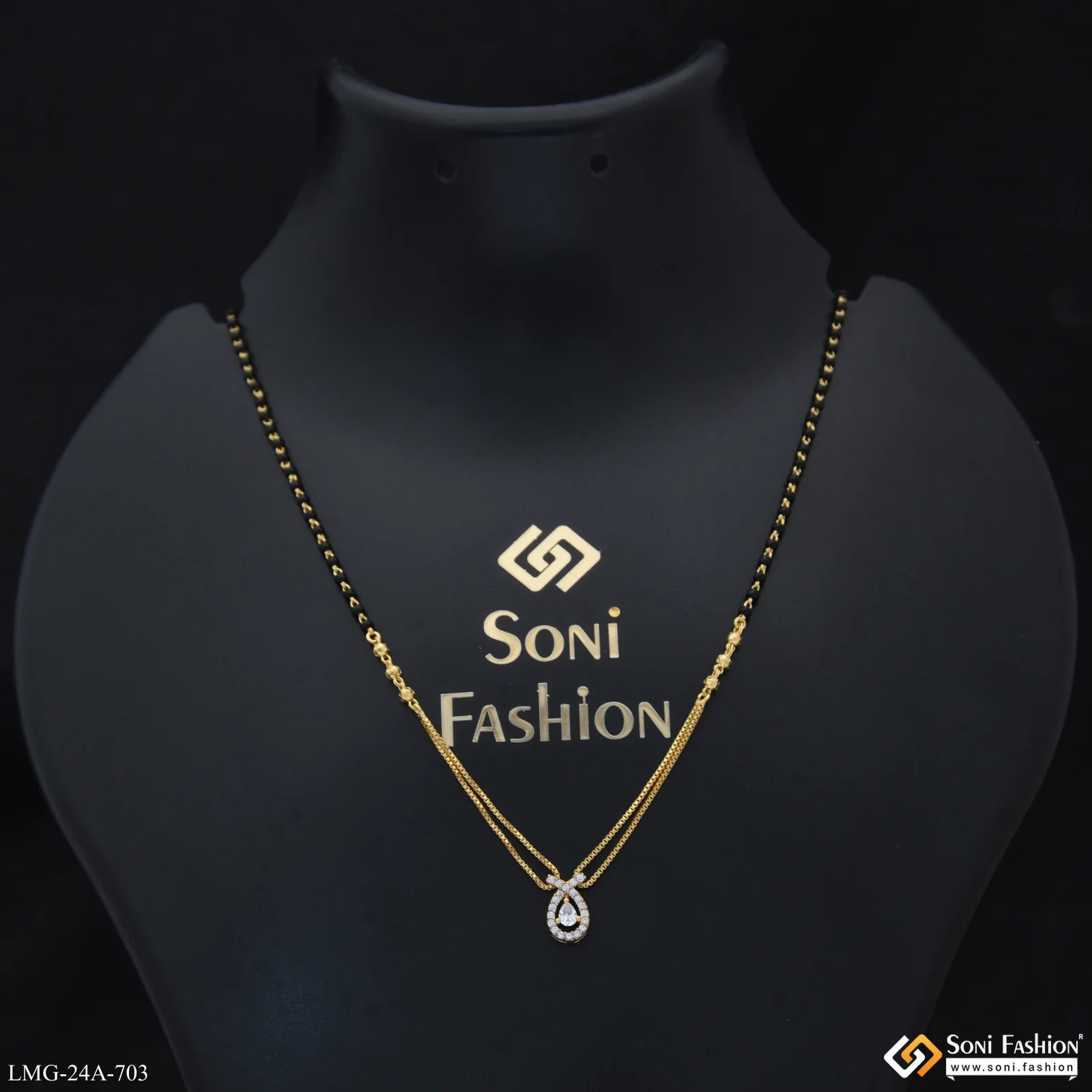 1 Gram Gold Plated Charming Design Mangalsutra for Women - Style A703