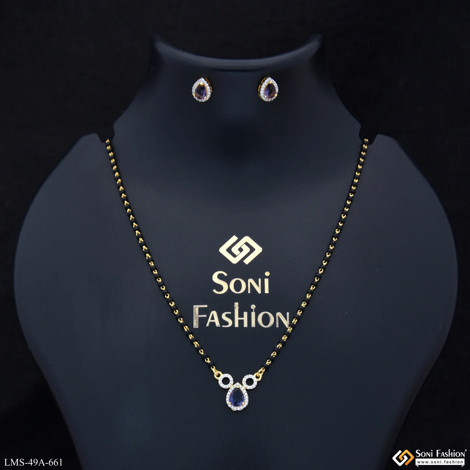 1 Gram Gold Plated Charming Design Mangalsutra Set for Women - Style A506 - Image 2