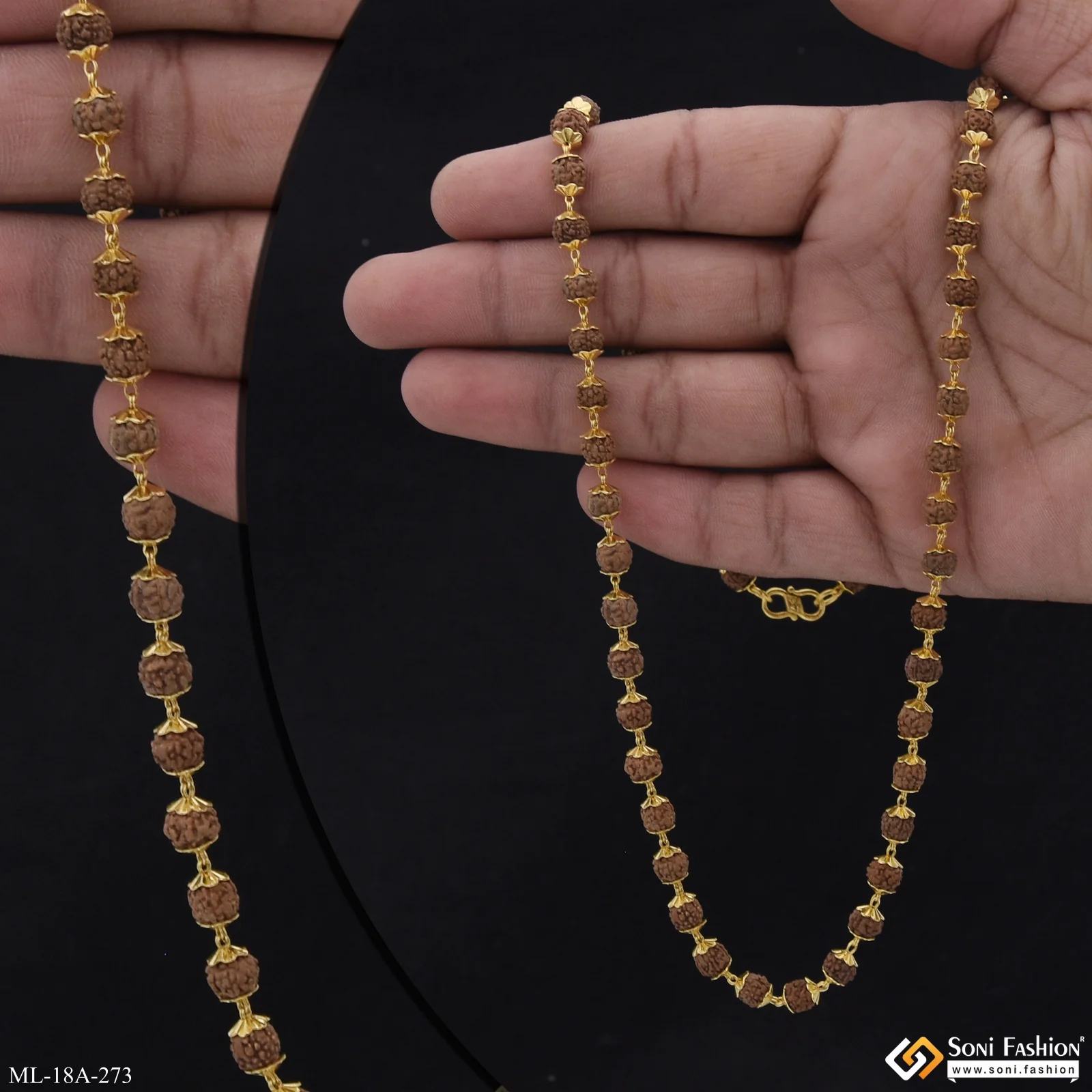 1 Gram Gold Plated Charming Design Rudraksha Mala for Men - Style A273 - Image 3