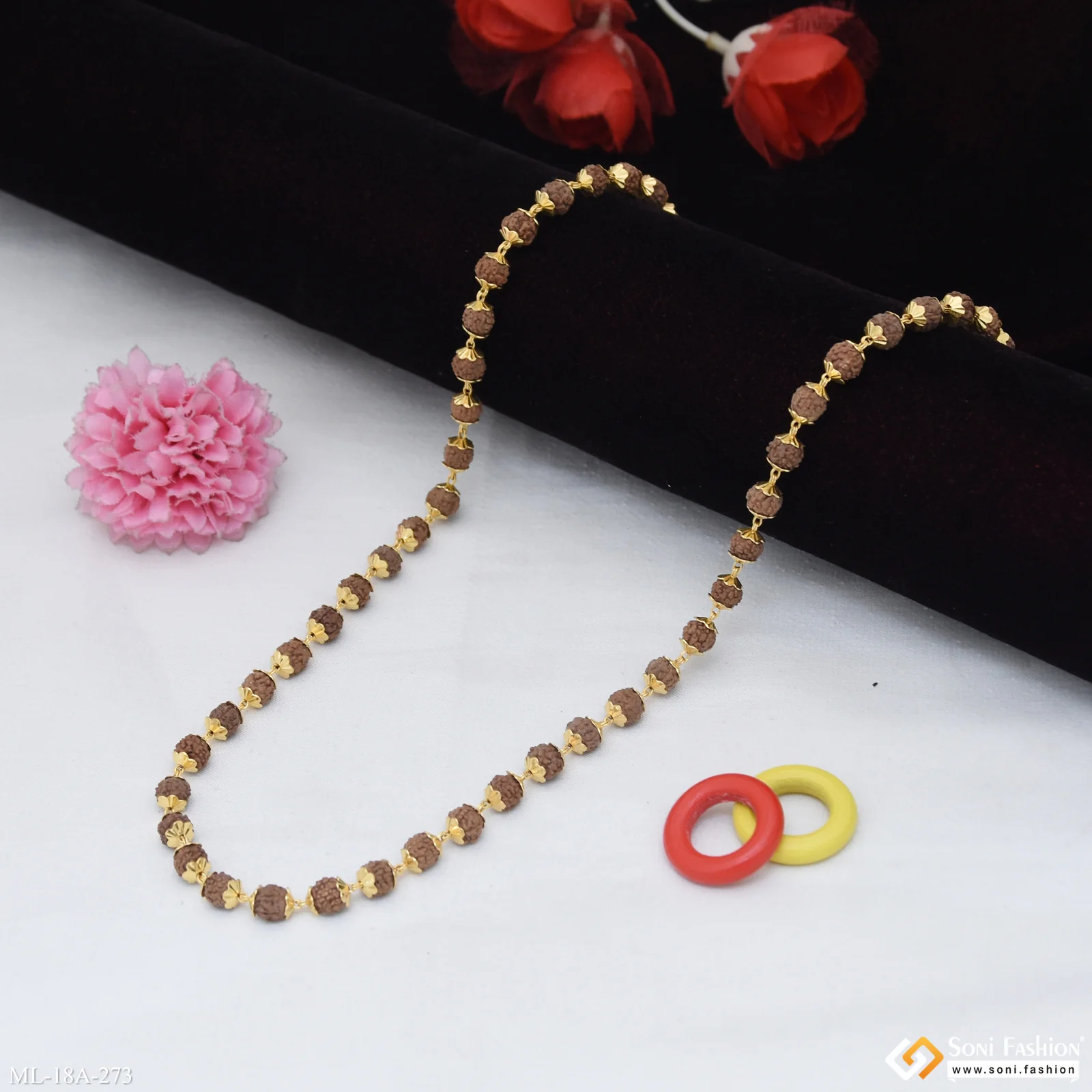 1 Gram Gold Plated Charming Design Rudraksha Mala for Men - Style A273 - Image 5