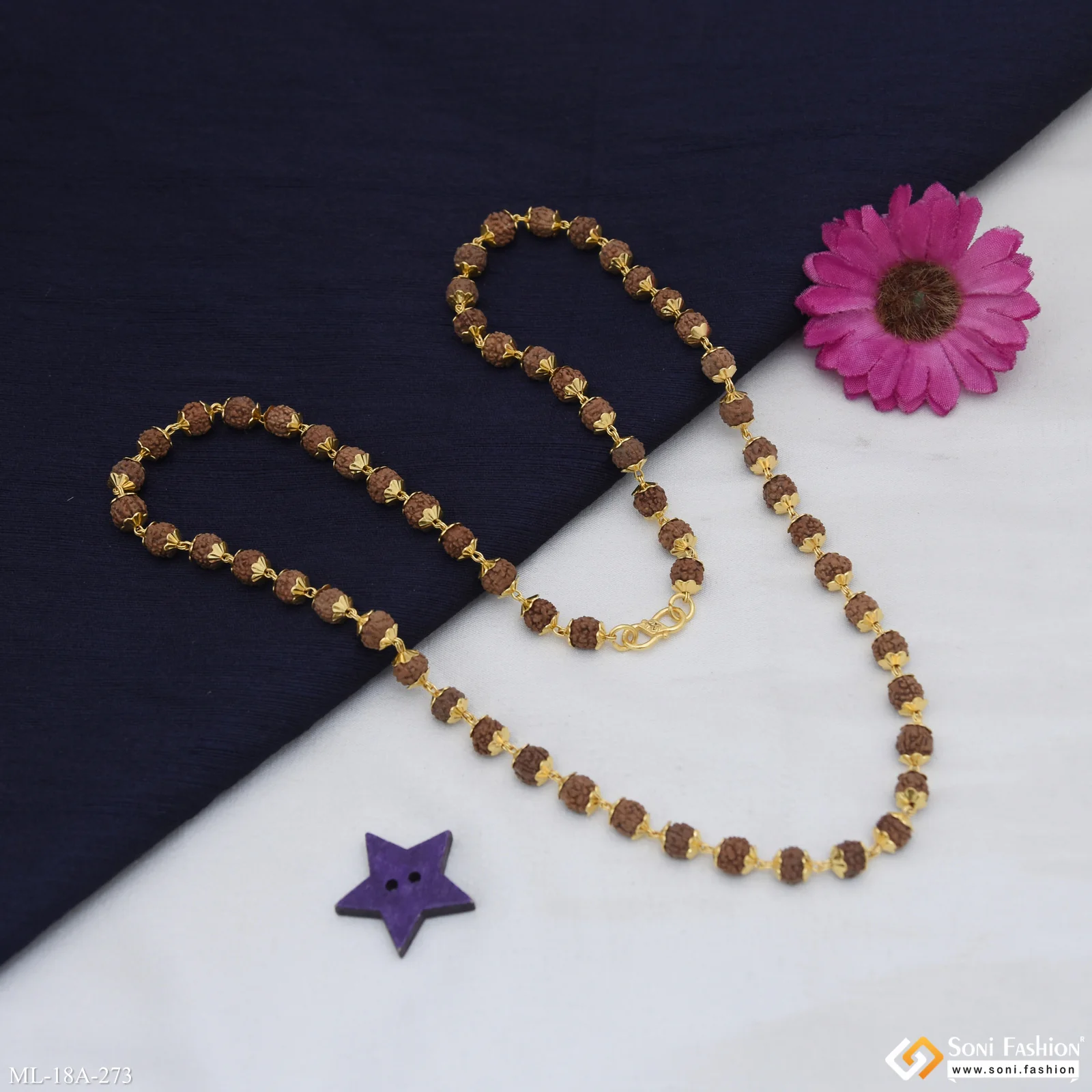 1 Gram Gold Plated Charming Design Rudraksha Mala for Men - Style A273 - Image 6