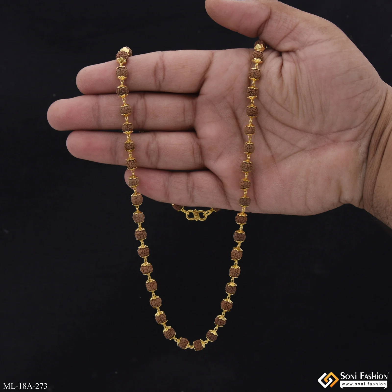 1 Gram Gold Plated Charming Design Rudraksha Mala for Men - Style A273 - Image 7
