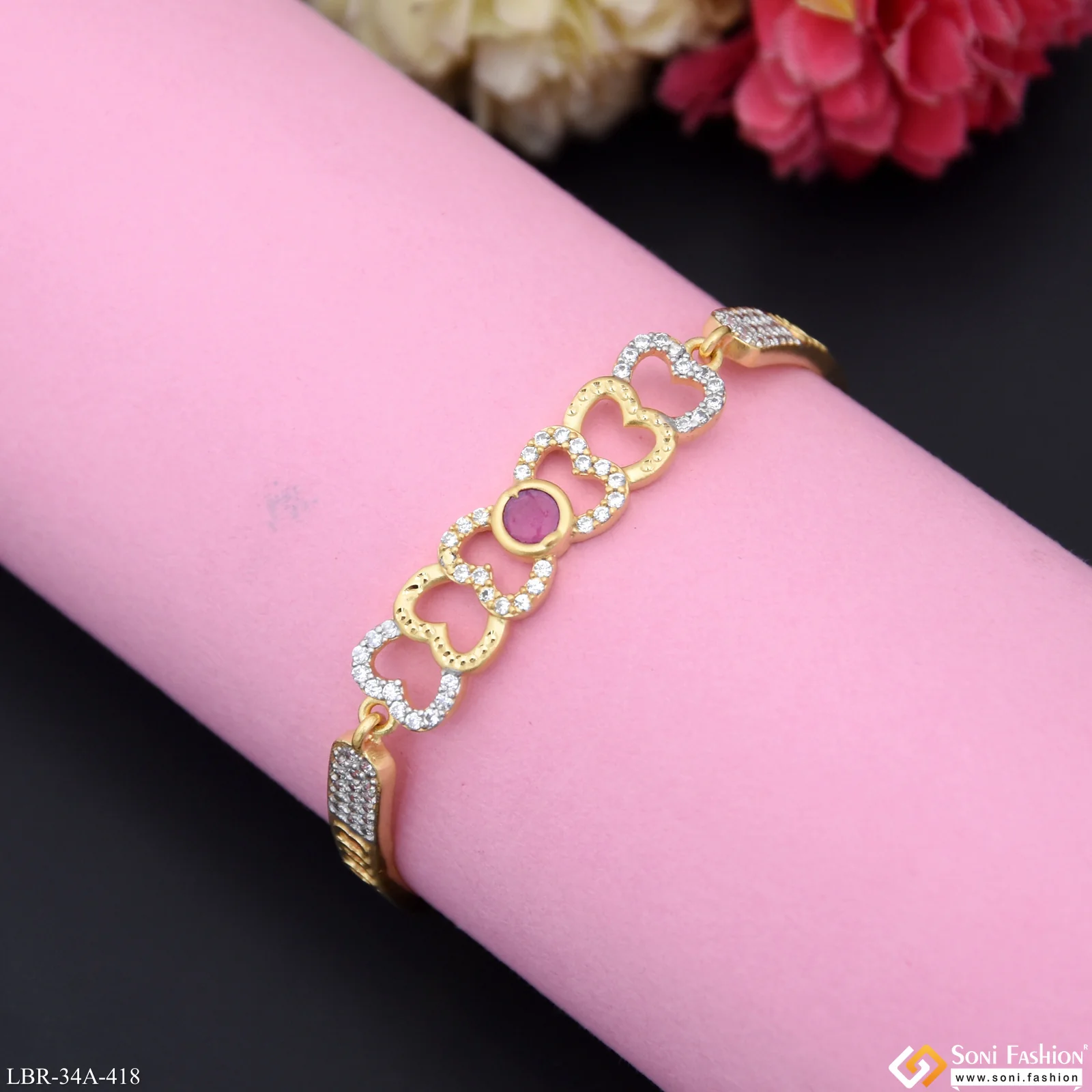 1 Gram Gold Plated Chic Design Bracelet for Ladies - Style A418 - Image 3