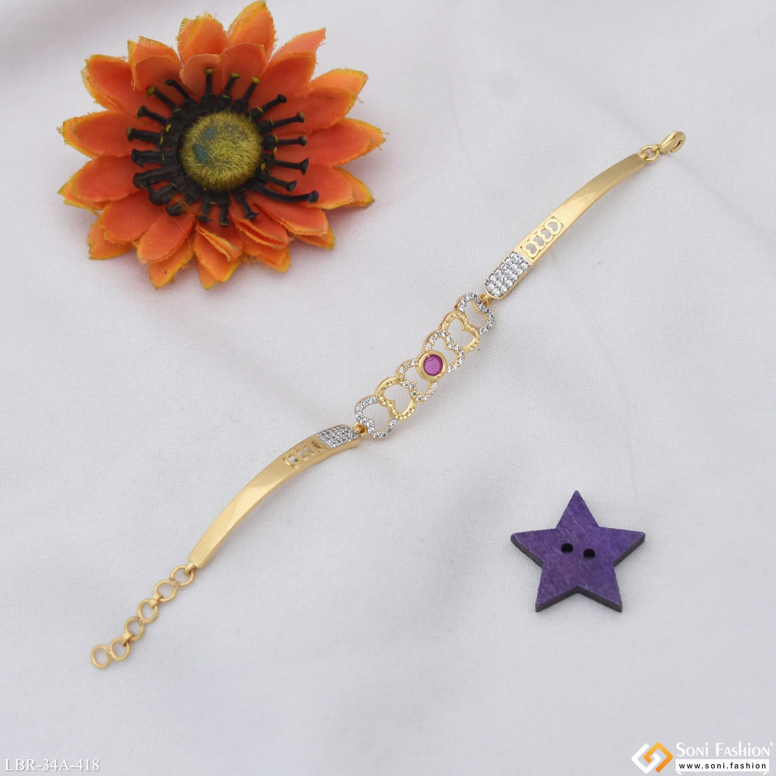 1 Gram Gold Plated Chic Design Bracelet for Ladies - Style A418 - Image 5