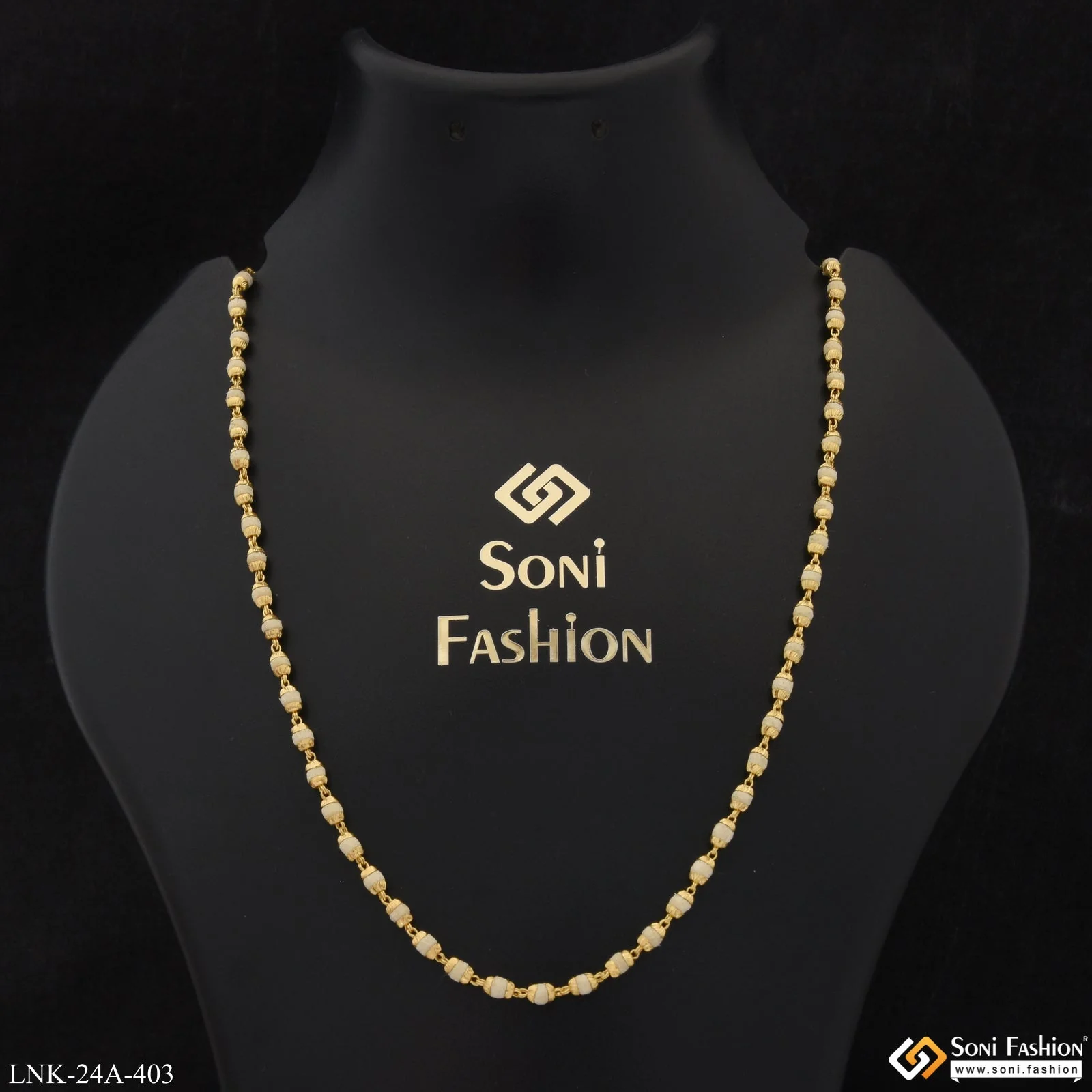 1 Gram Gold Plated Chic Design Latest Design Tulsi Mala for Women - Style A403 - Image 4
