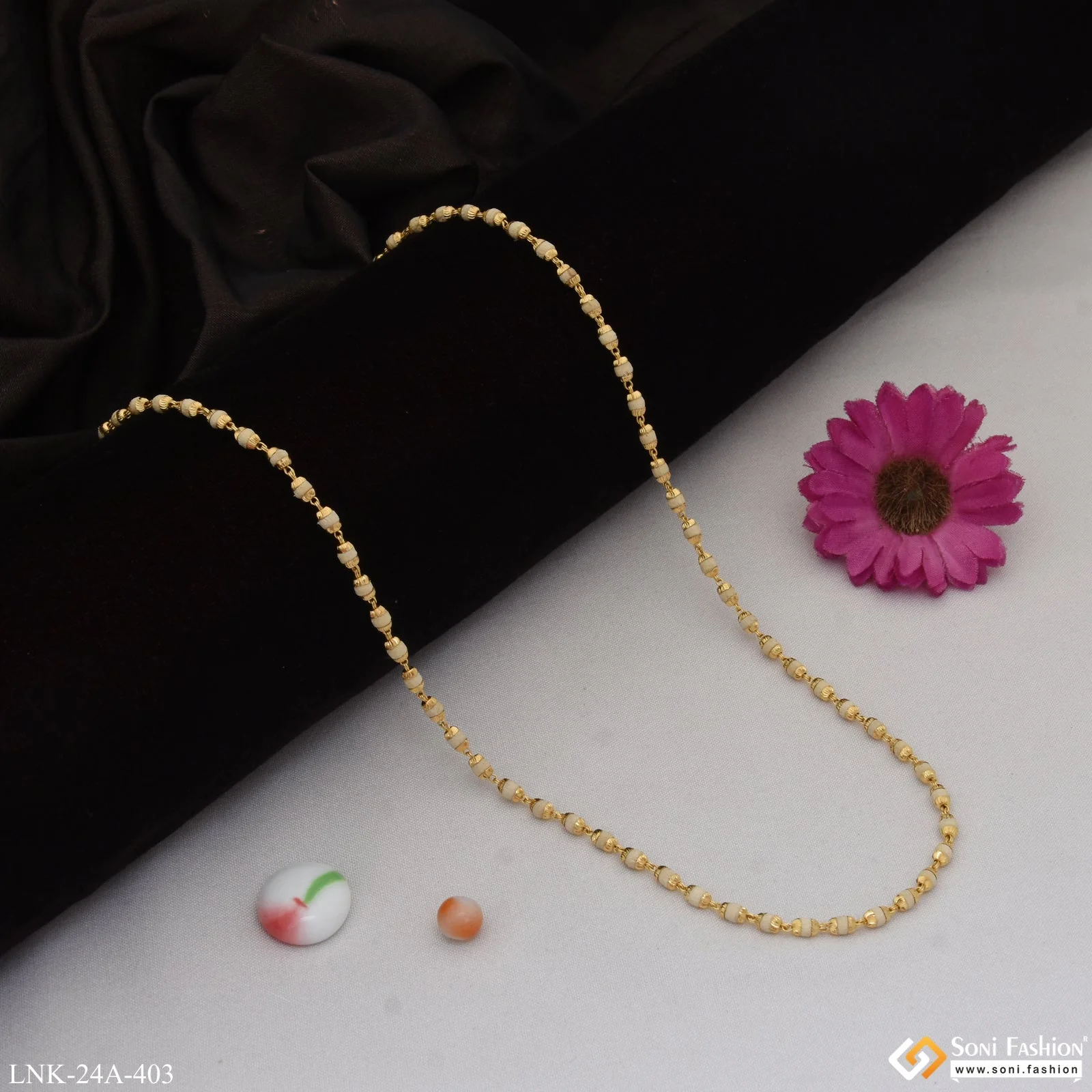 1 Gram Gold Plated Chic Design Latest Design Tulsi Mala for Women - Style A403 - Image 5