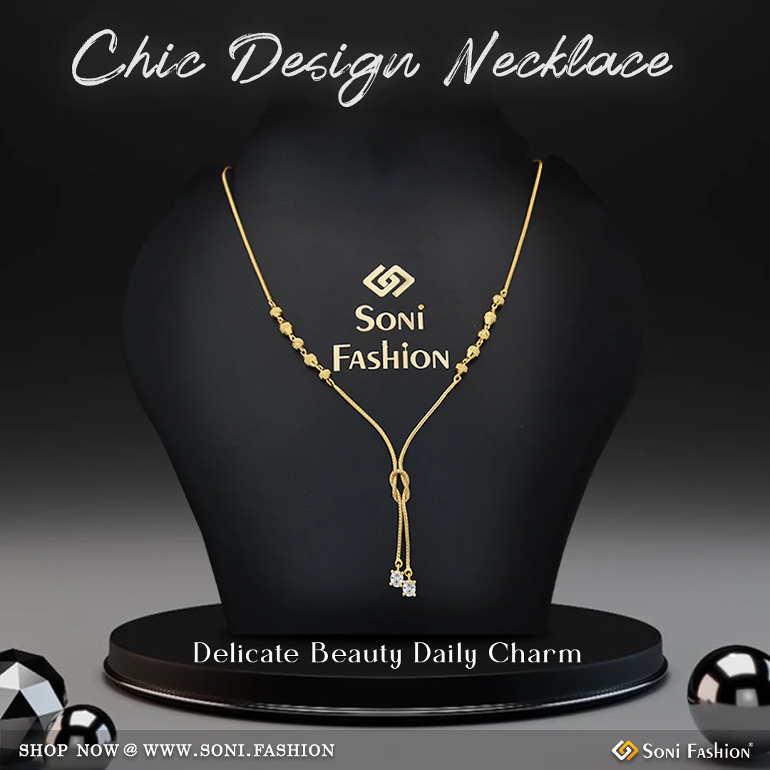 1 Gram Gold Plated Chic Design Necklace for Ladies - Style A642