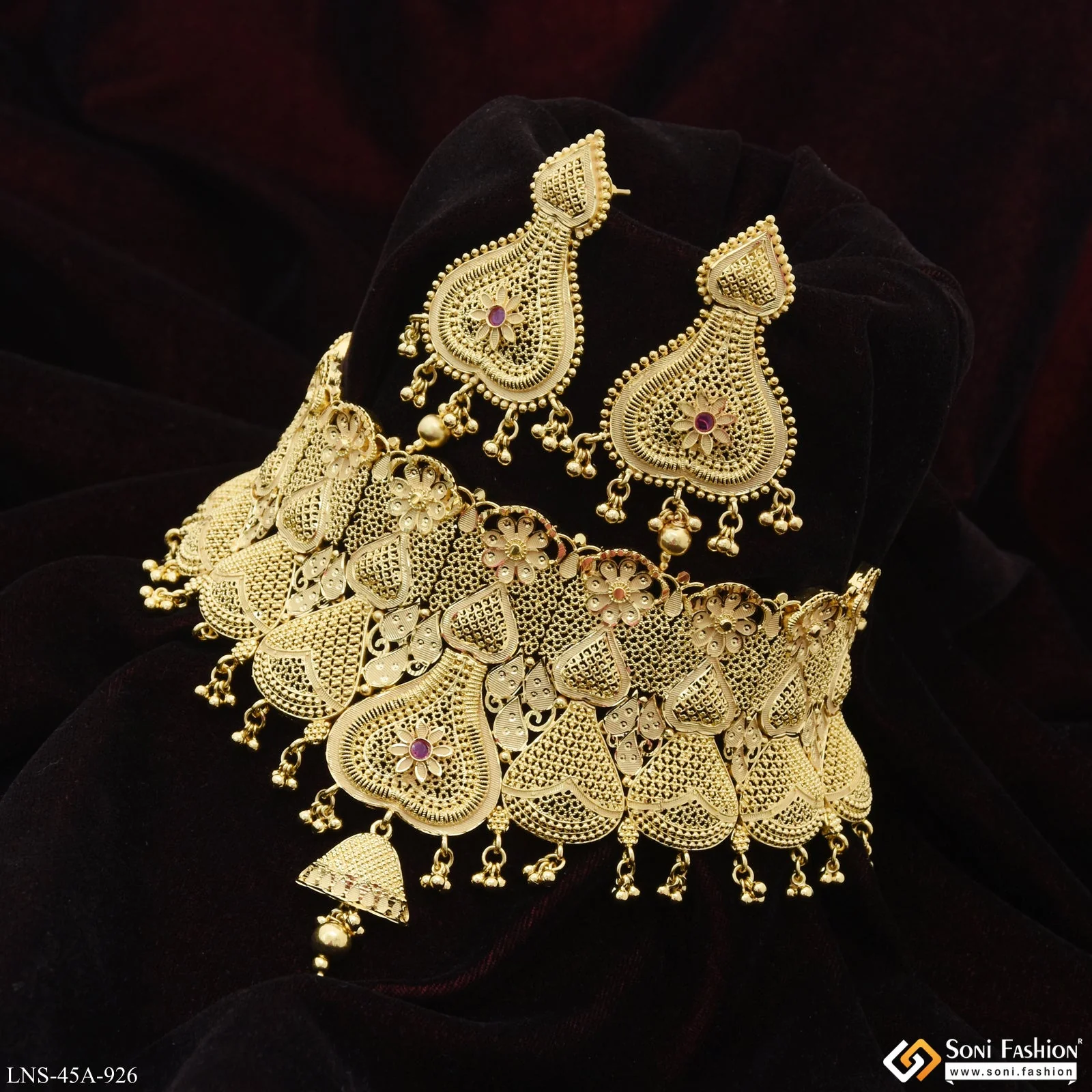 1 Gram Gold Plated Choker Necklace Set for Women - Style A926 - Image 6